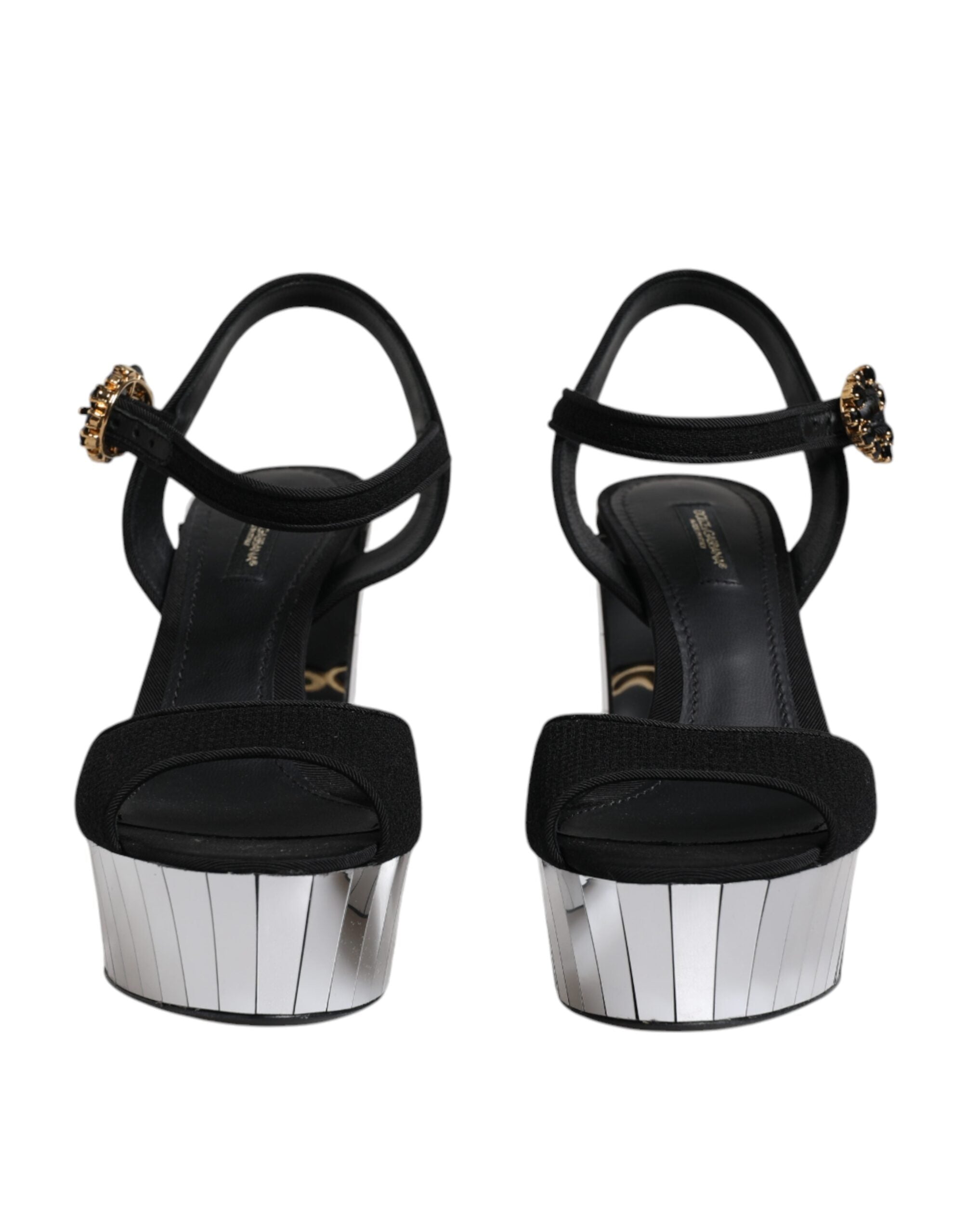 Sandale cu platformă și toc oglindă negre Dolce &amp; Gabbana