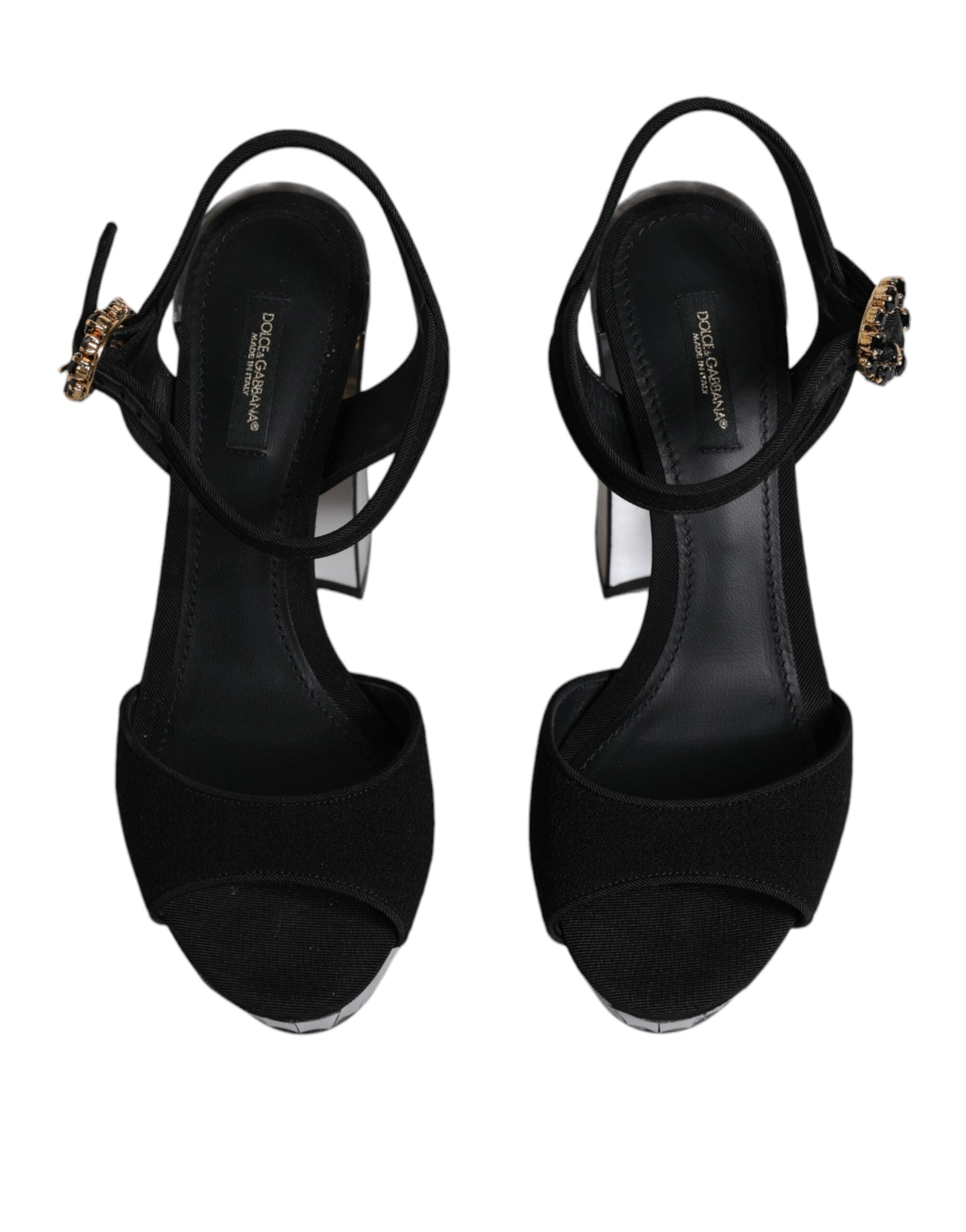 Sandale cu platformă și toc oglindă negre Dolce &amp; Gabbana