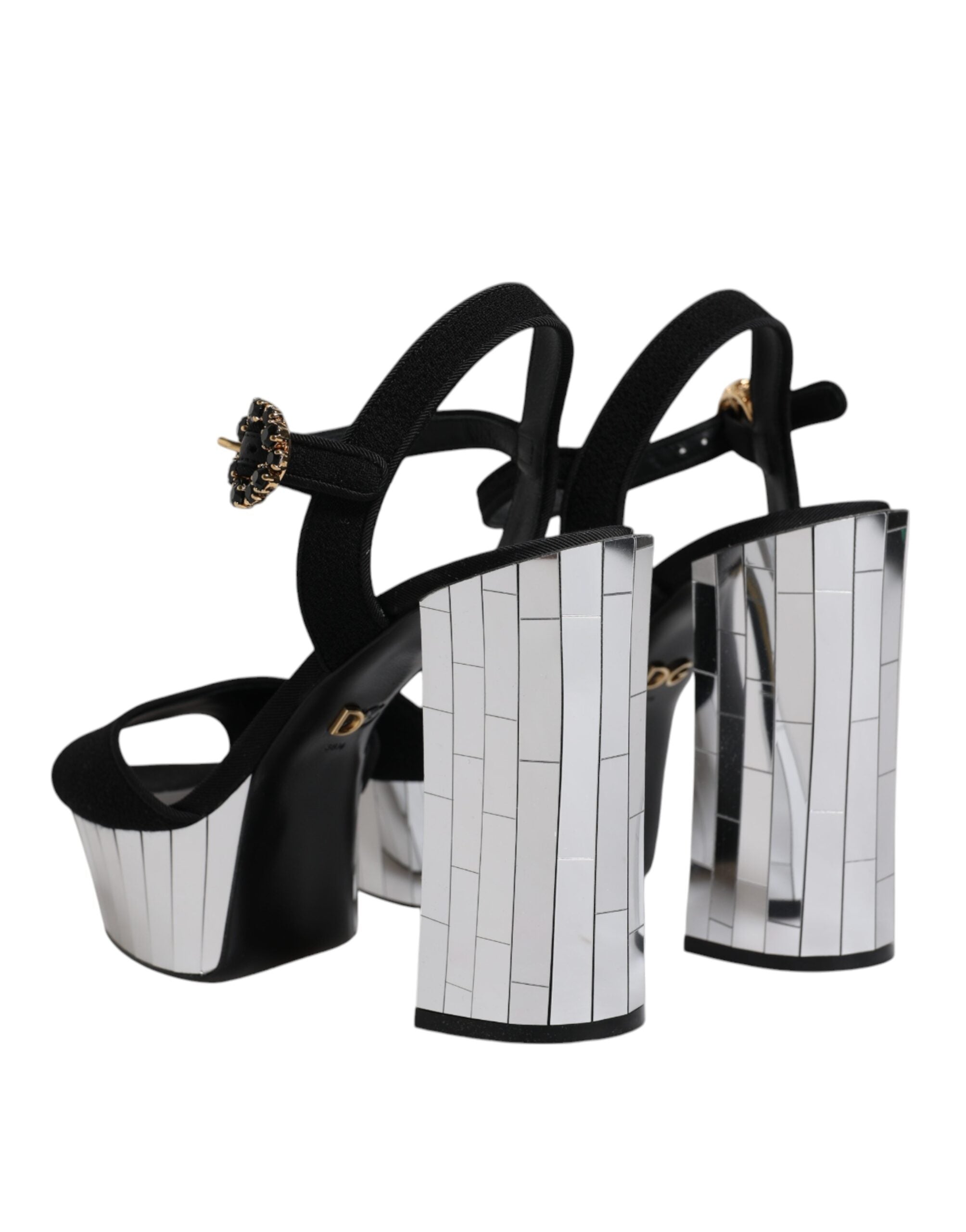 Sandale cu platformă și toc oglindă negre Dolce &amp; Gabbana