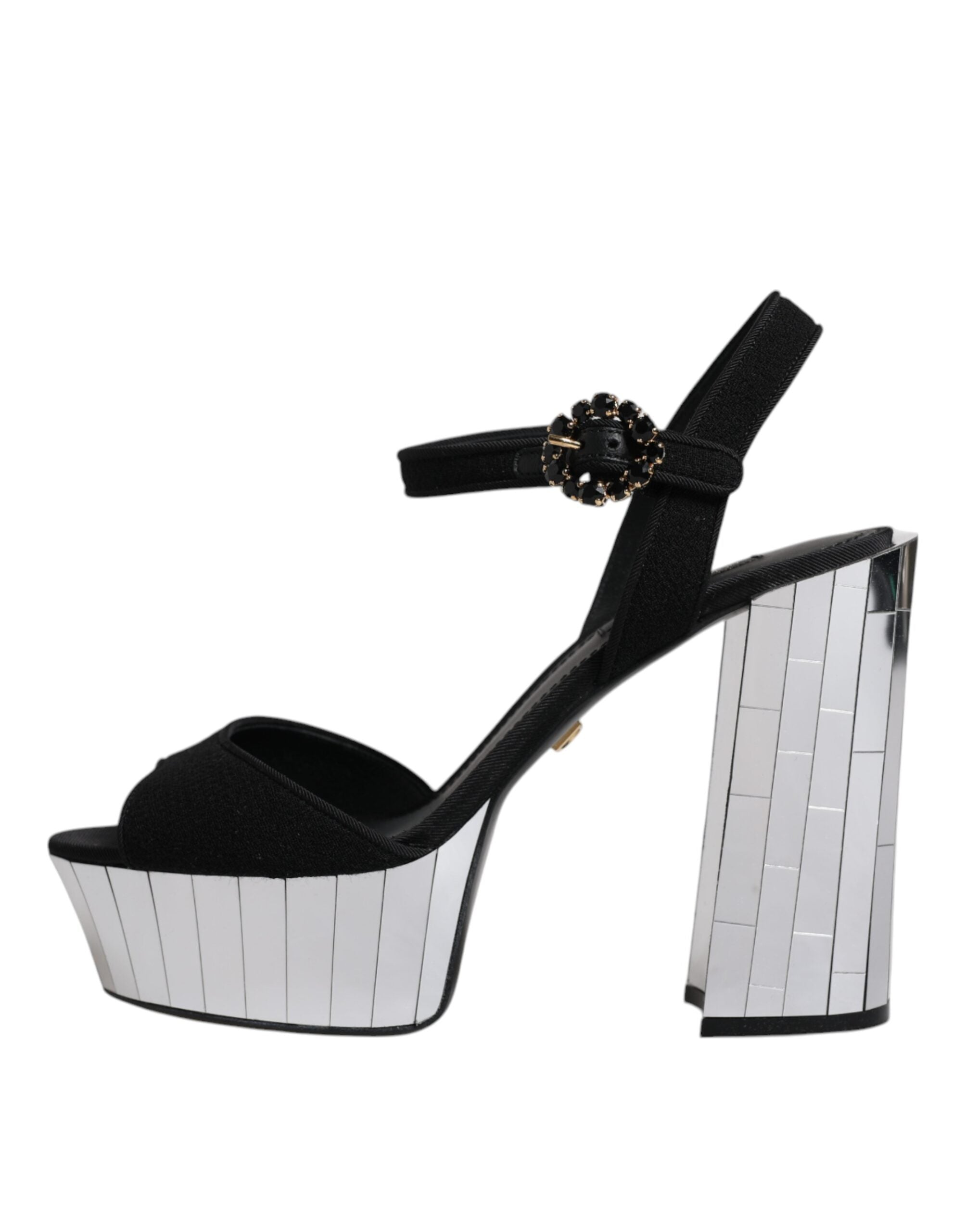 Sandale cu platformă și toc oglindă negre Dolce &amp; Gabbana