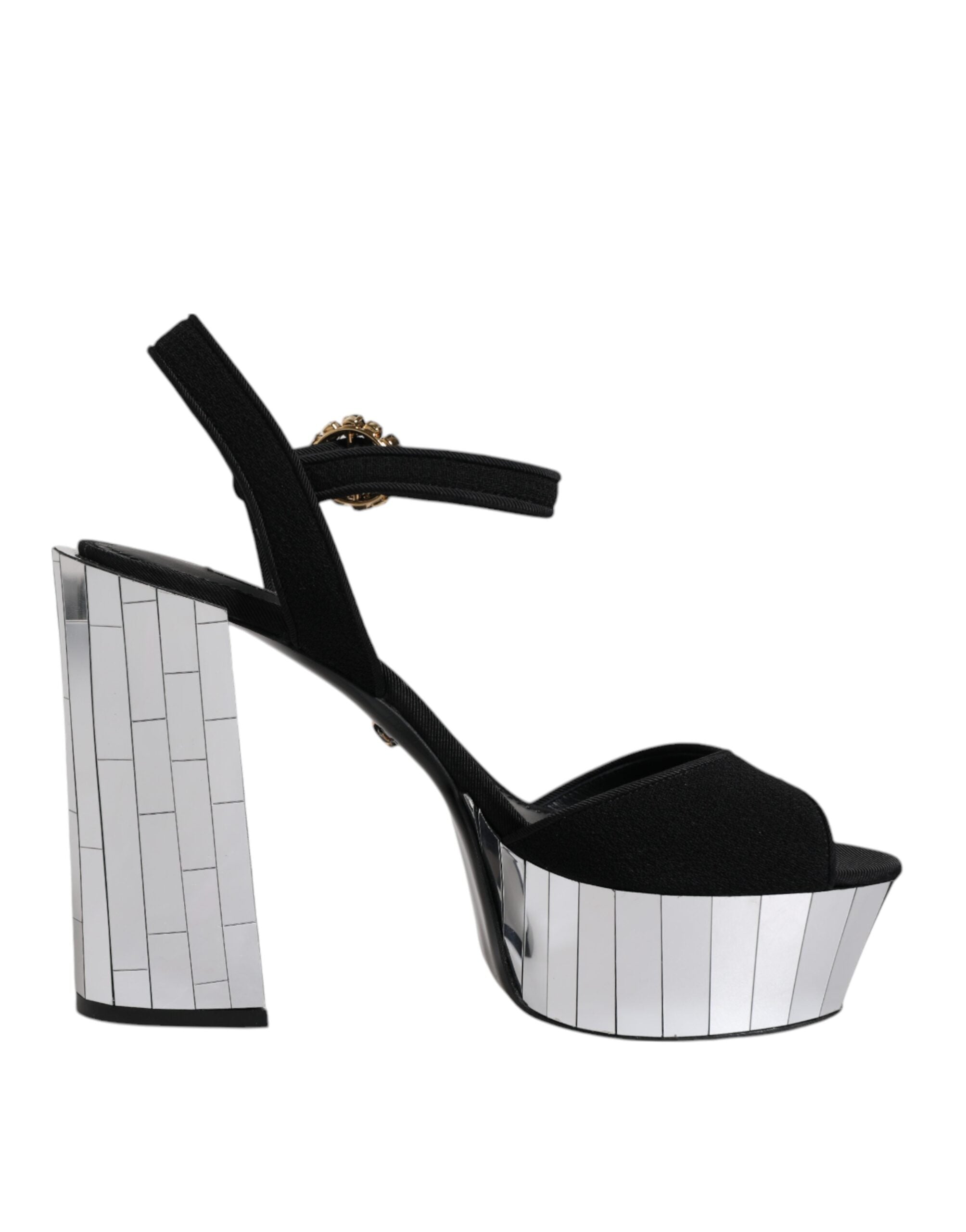 Sandale cu platformă și toc oglindă negre Dolce &amp; Gabbana
