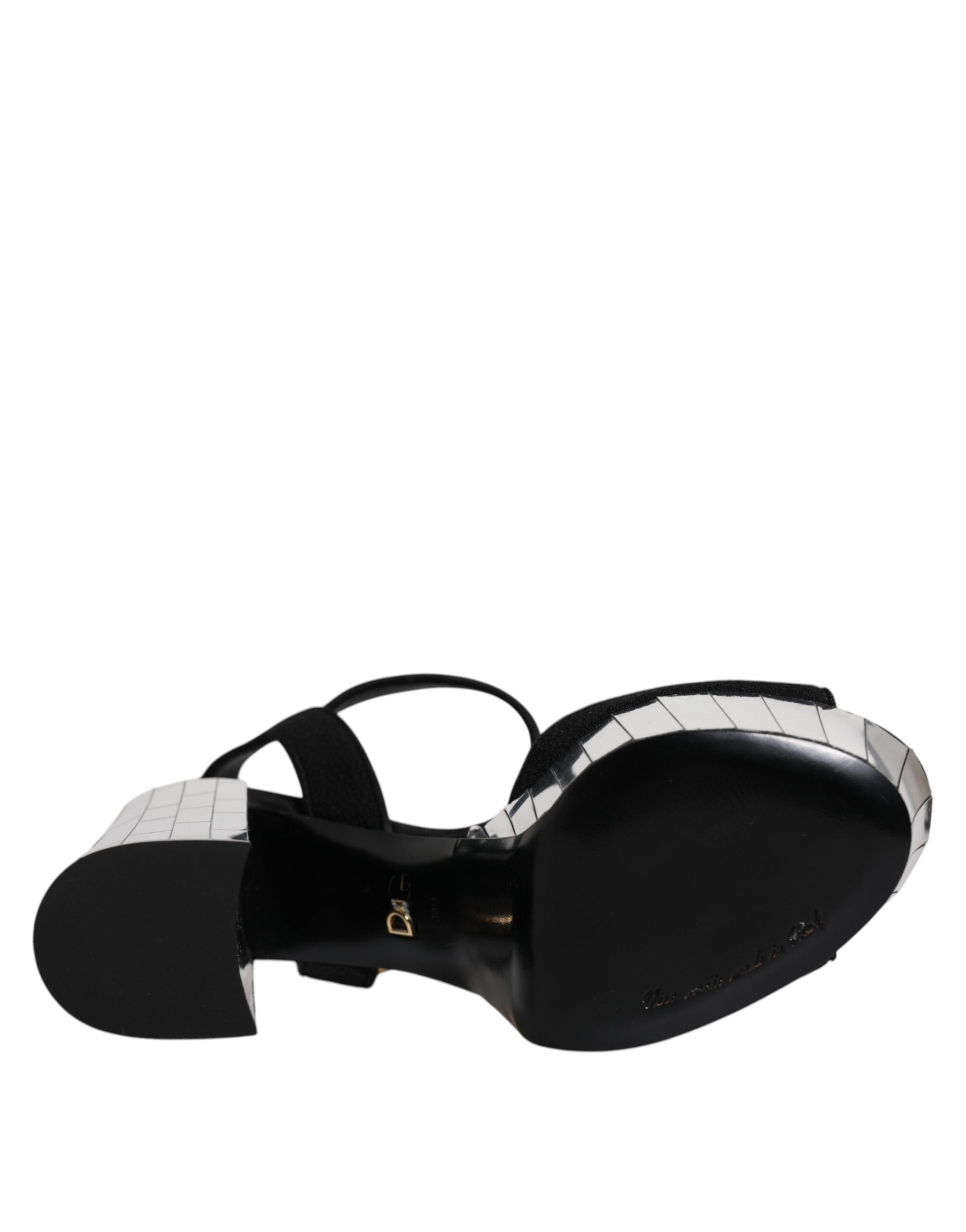 Sandale cu platformă și toc oglindă negre Dolce &amp; Gabbana