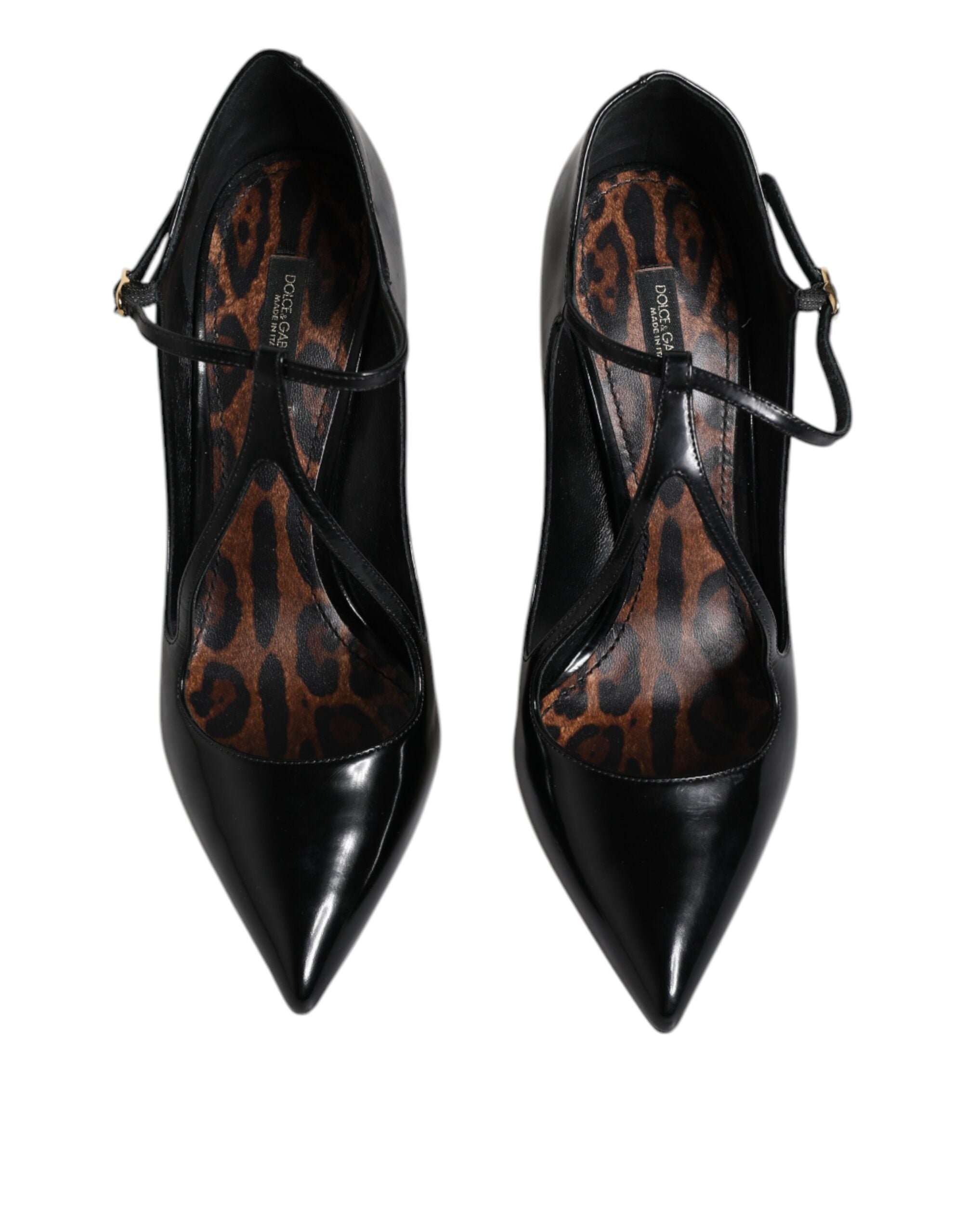 Pantofi Dolce &amp; Gabbana din piele neagră cu toc stiletto și baretă în T