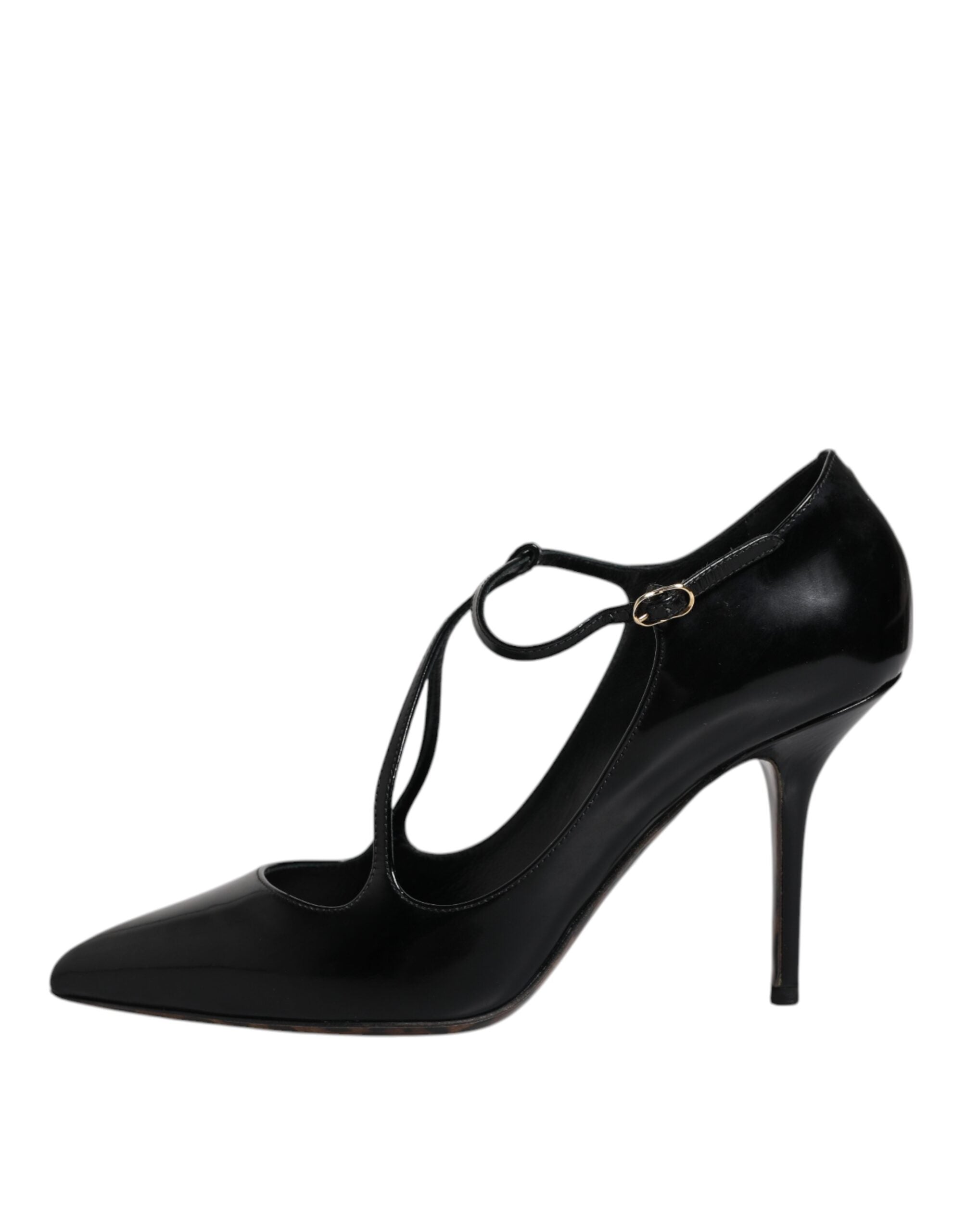 Pantofi Dolce &amp; Gabbana din piele neagră cu toc stiletto și baretă în T