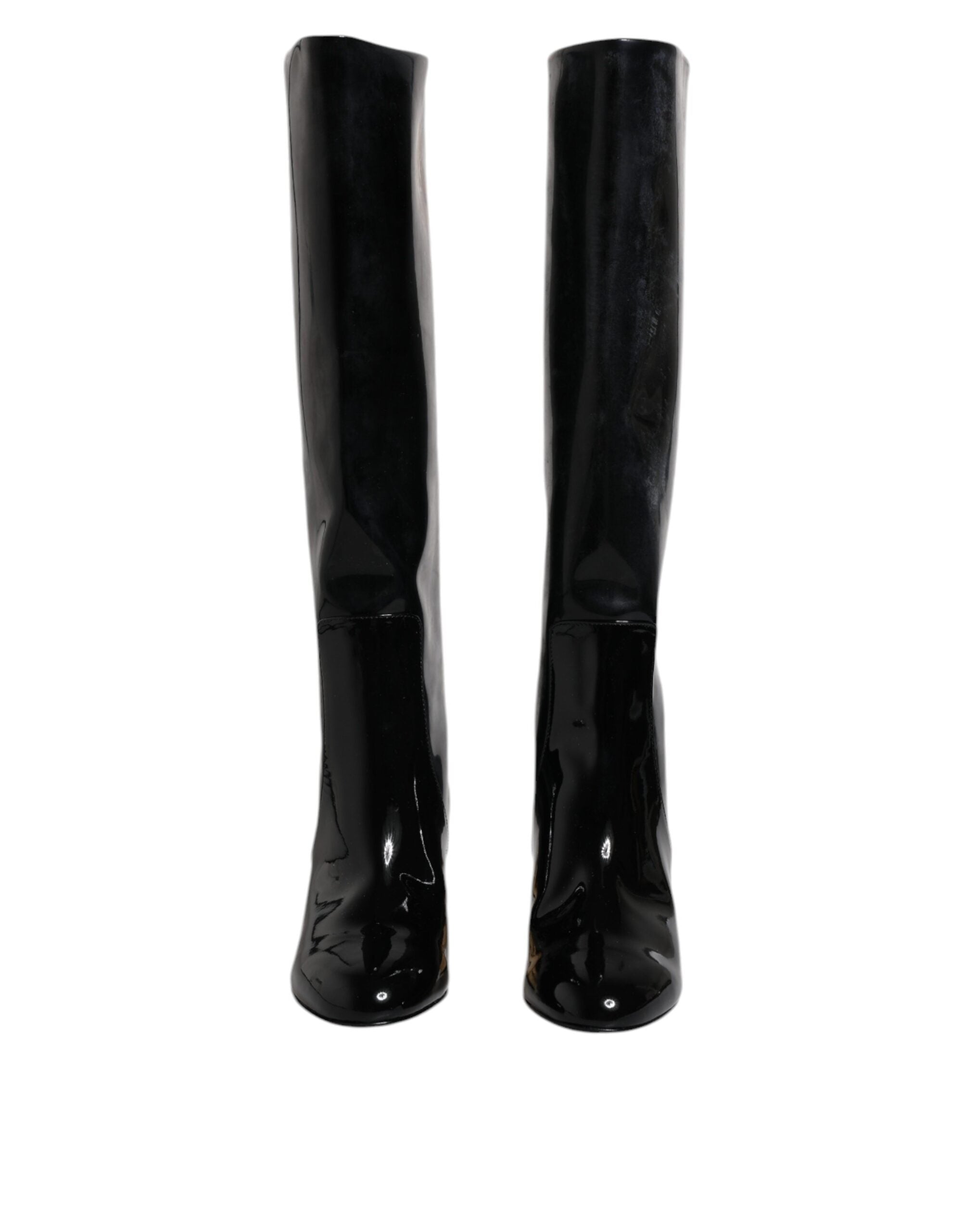 Dolce &amp; Gabbana – Schwarze Vally High-Stiefel aus Lackleder