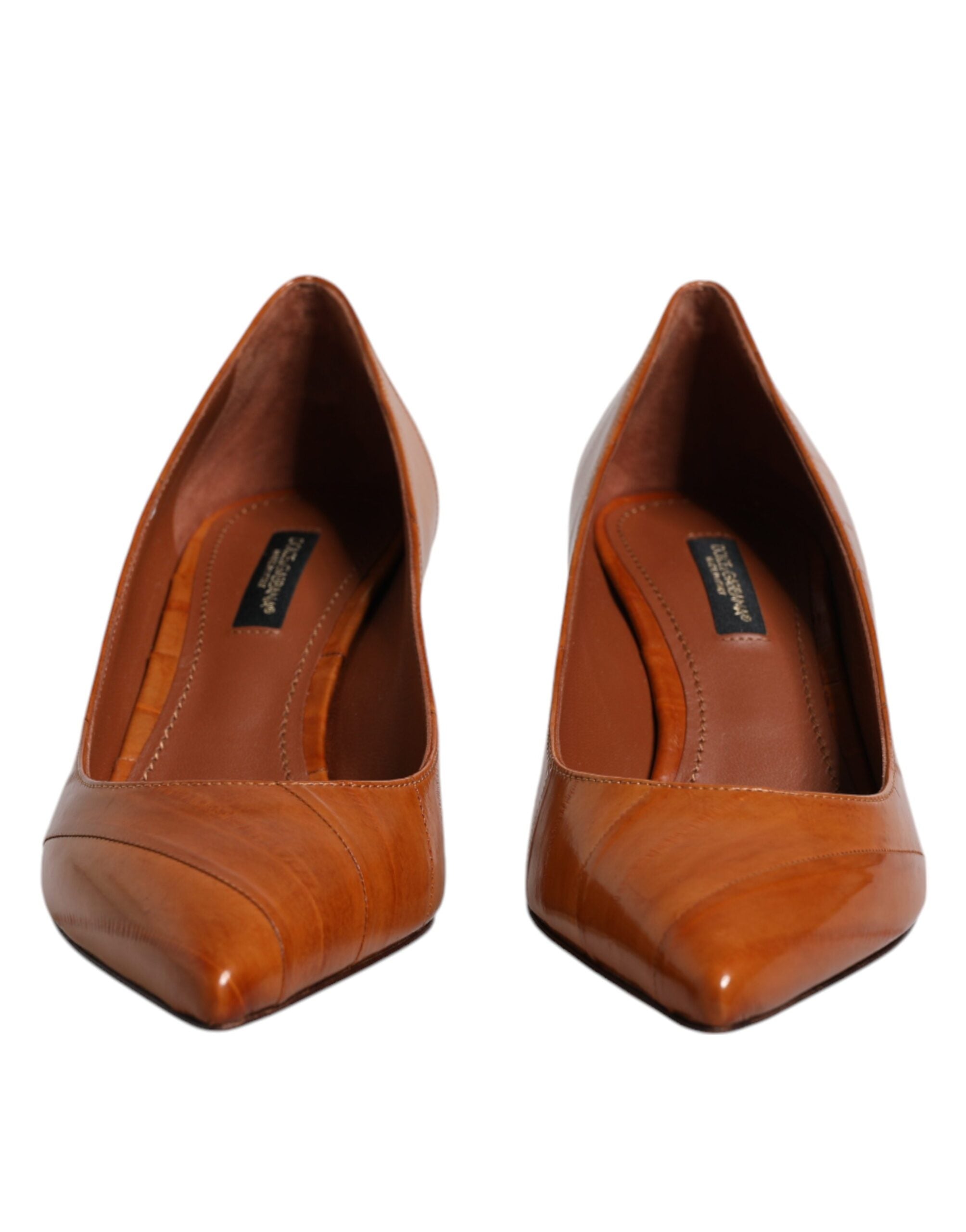 Dolce &amp; Gabbana – Pumps aus braunem Leder mit Kitten Heels