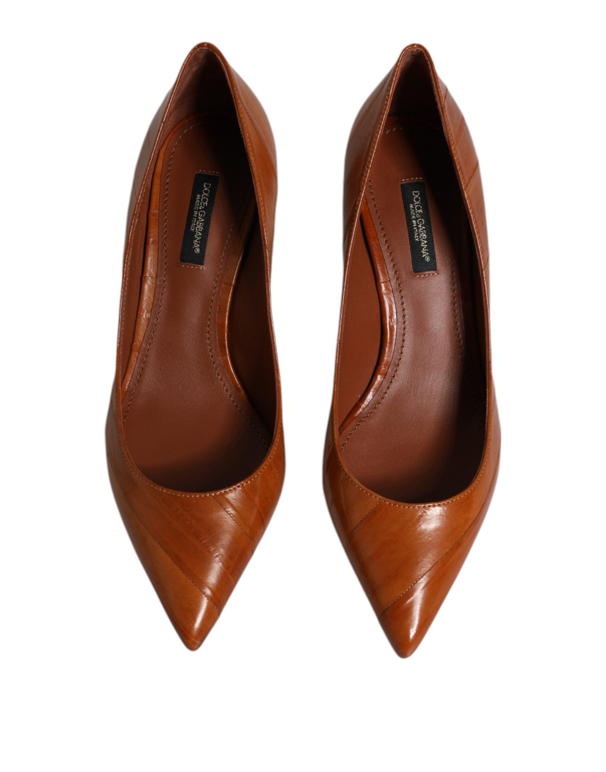 Dolce &amp; Gabbana – Pumps aus braunem Leder mit Kitten Heels