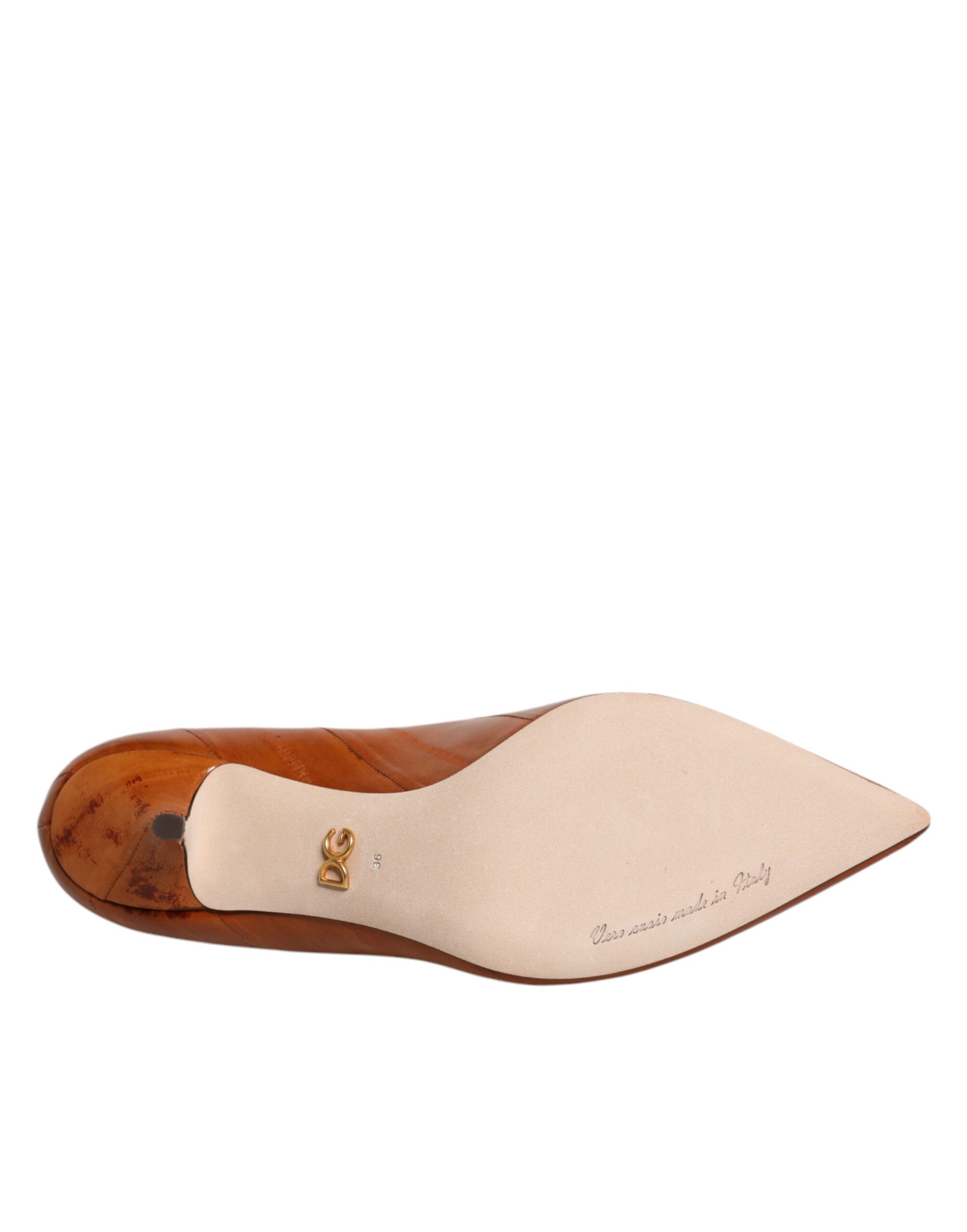 Dolce &amp; Gabbana – Pumps aus braunem Leder mit Kitten Heels