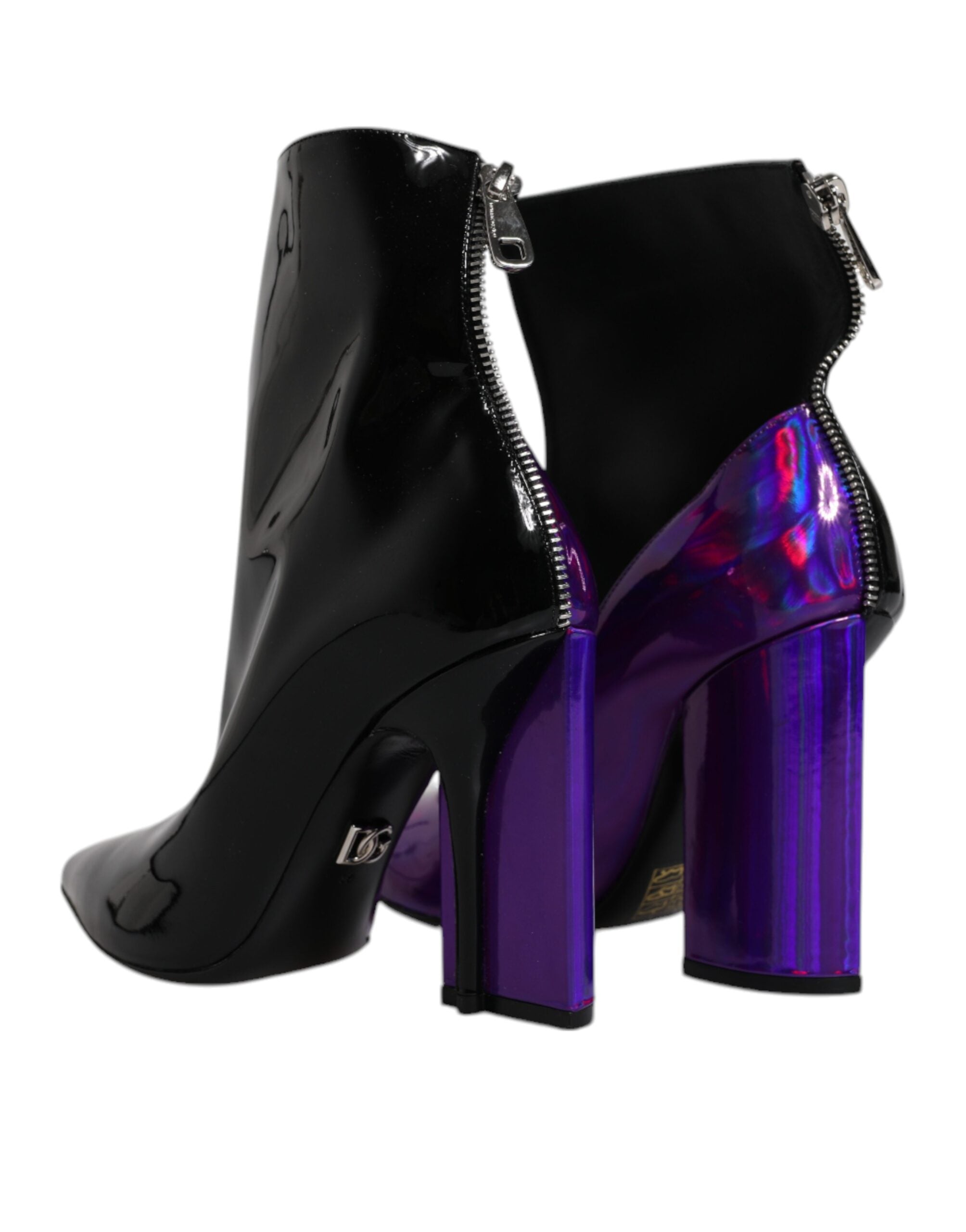 Dolce &amp; Gabbana Lila Schwarze spitze Stiefeletten