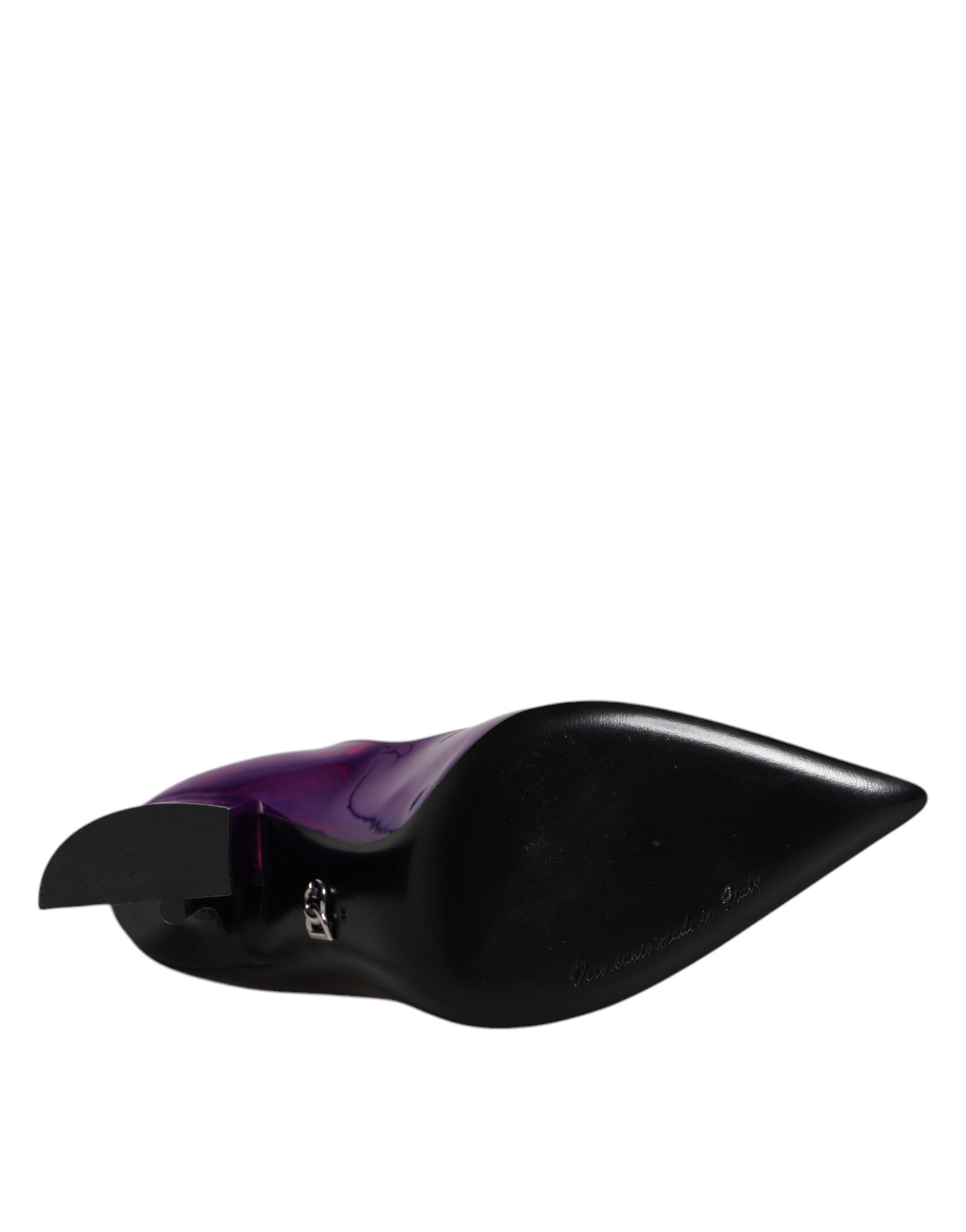 Dolce &amp; Gabbana Lila Schwarze spitze Stiefeletten
