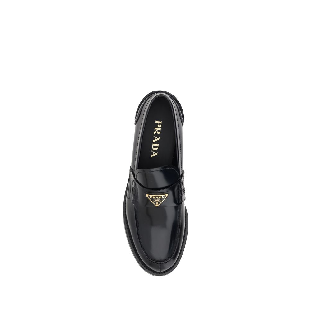 Mocasini Prada din piele neagră cu logo