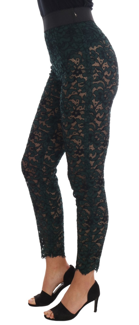 Dolce &amp; Gabbana – Schmal geschnittene Hose mit Blumenspitze und hoher Taille