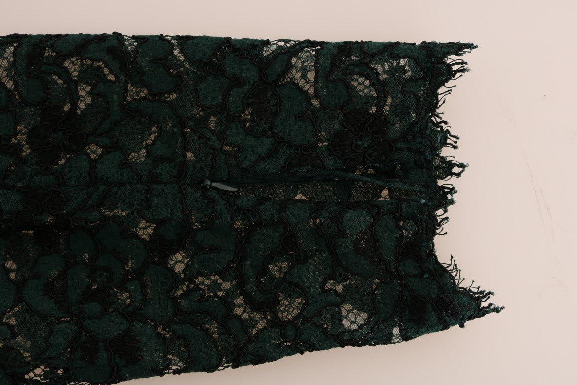Dolce &amp; Gabbana – Schmal geschnittene Hose mit Blumenspitze und hoher Taille