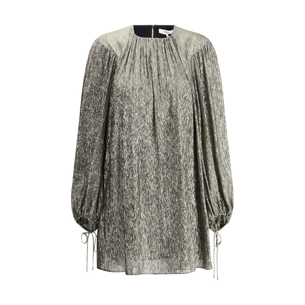 Rochie mini Chloé din mătase lamé