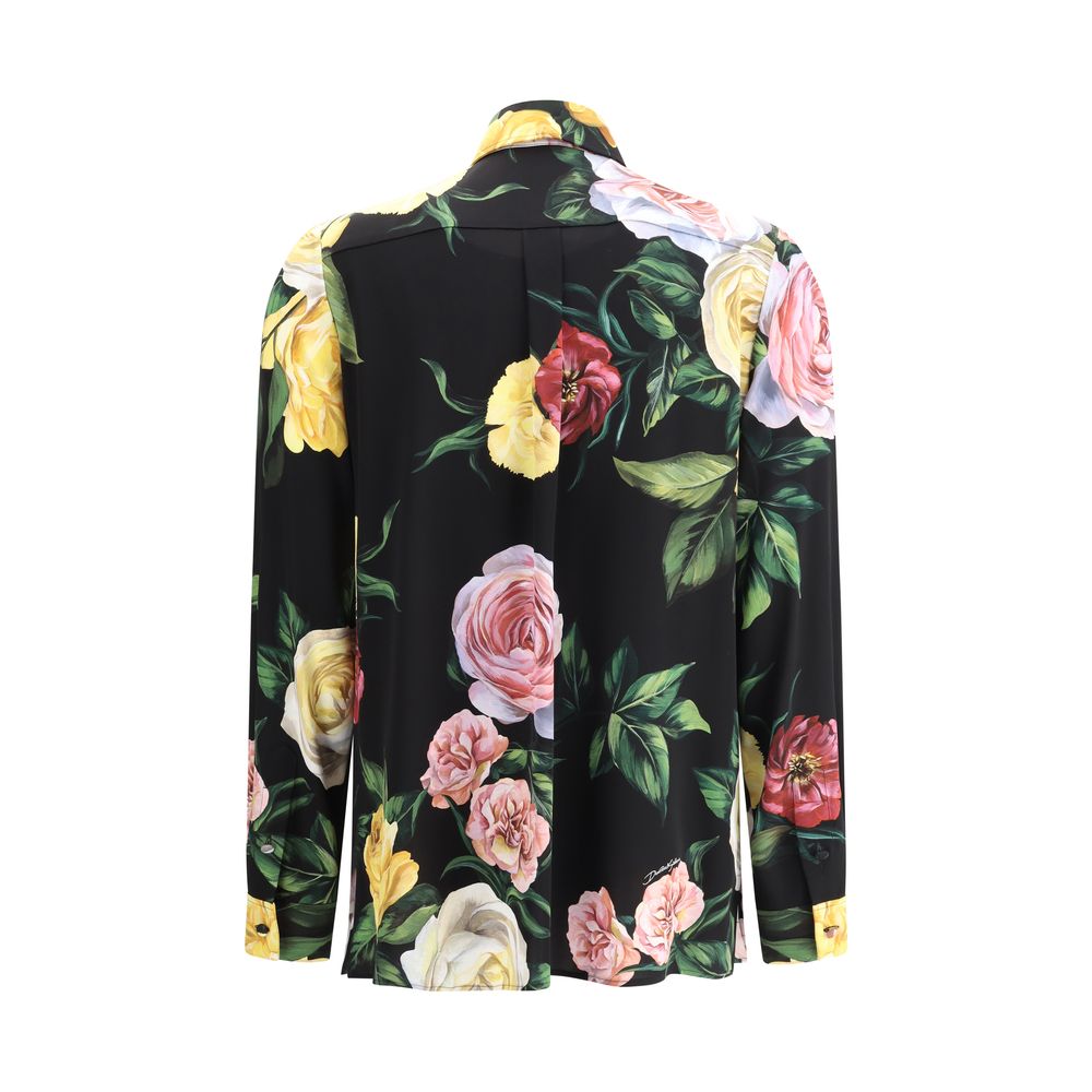 Cămașă Dolce &amp; Gabbana cu imprimeu de trandafiri și bujori