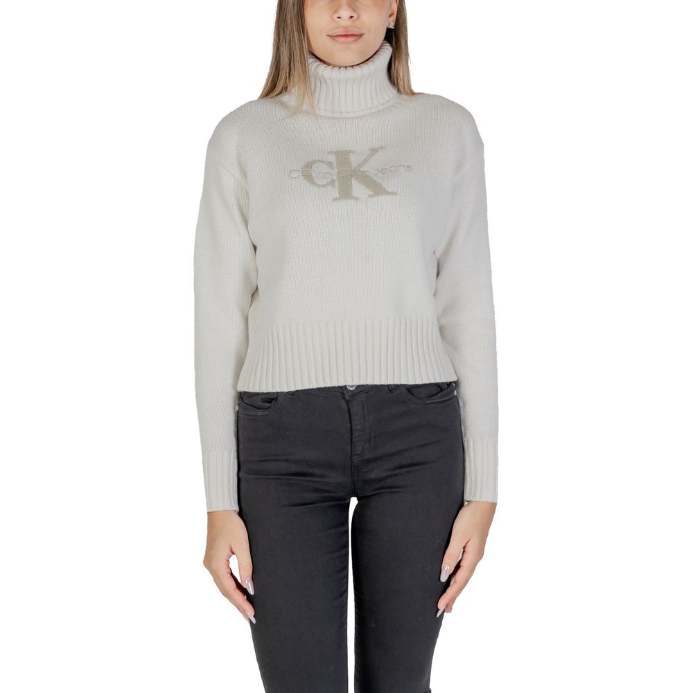 Calvin Klein Jeans – Cremefarbener Baumwollpullover