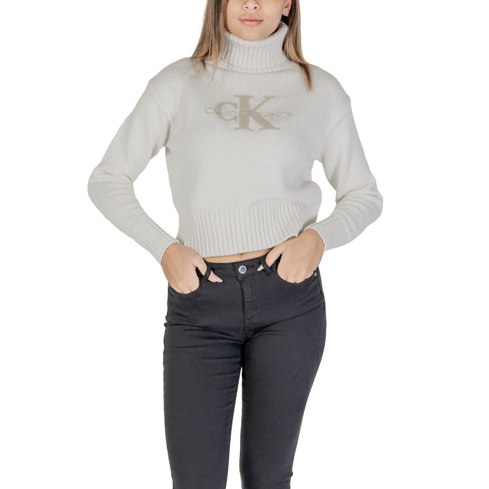 Calvin Klein Jeans – Cremefarbener Baumwollpullover