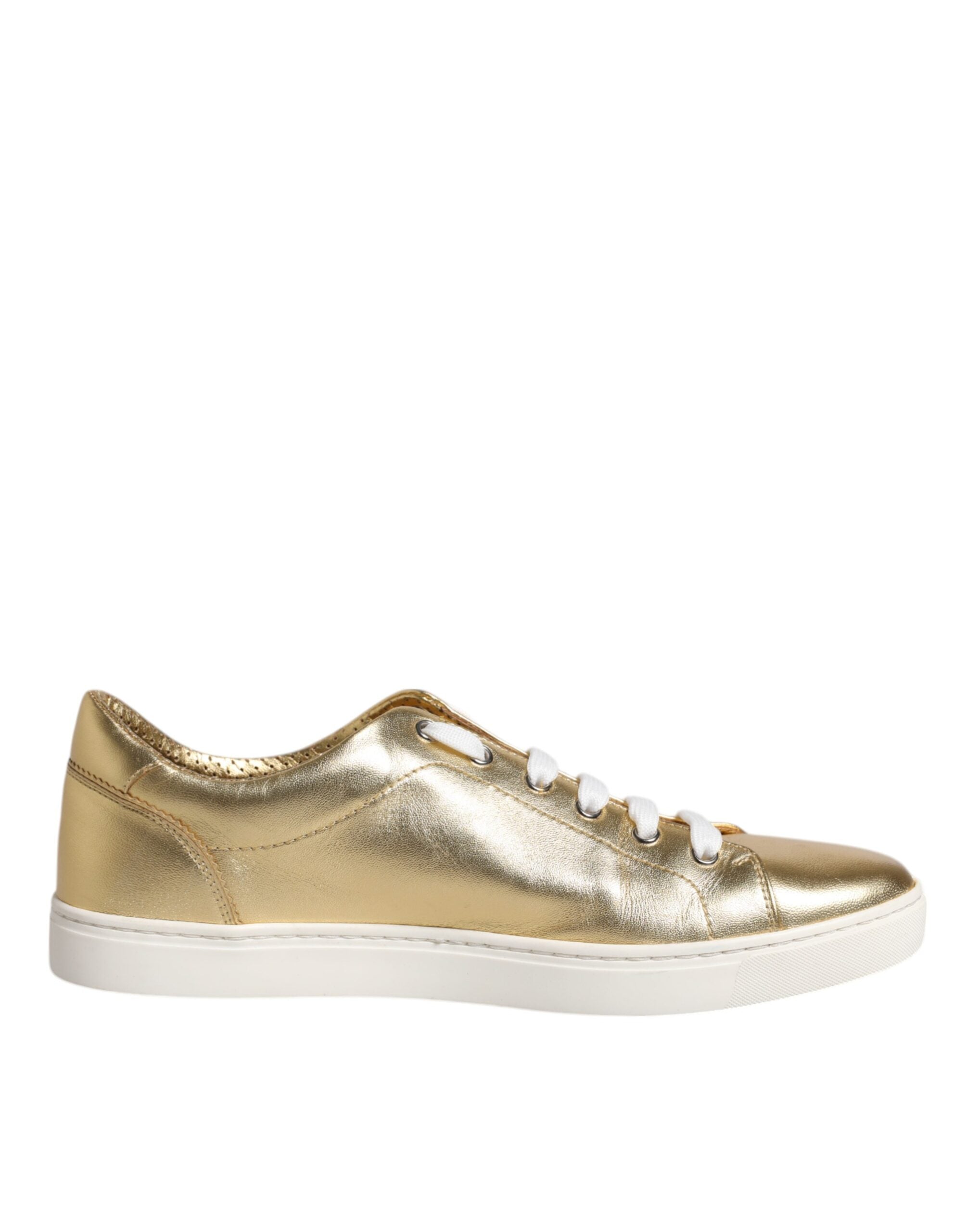 Dolce &amp; Gabbana Gold Leder Logo London Herren Sneakers Schuhe