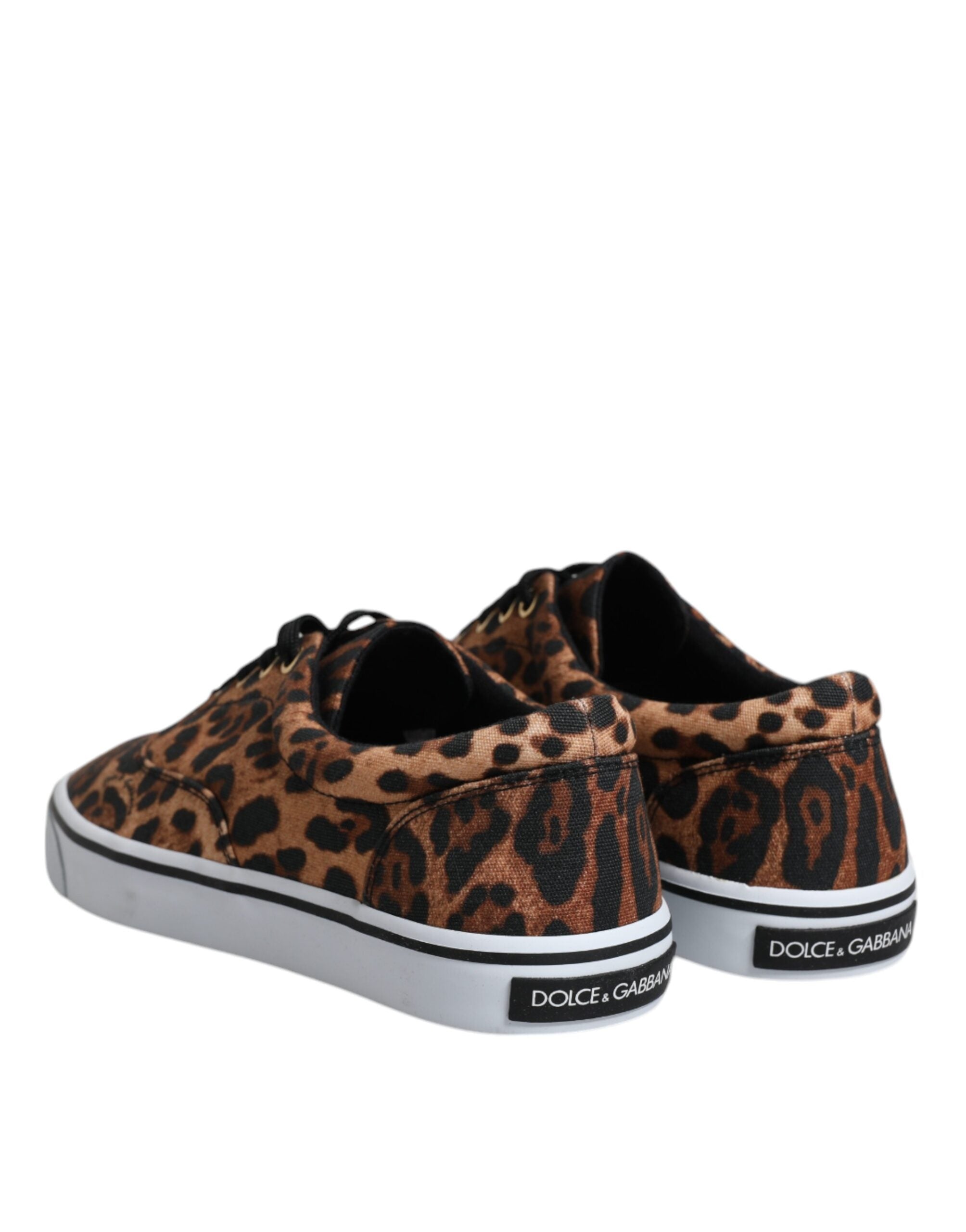 Dolce &amp; Gabbana – Braune Sneakers aus Baumwolle mit Leoparden-Logo