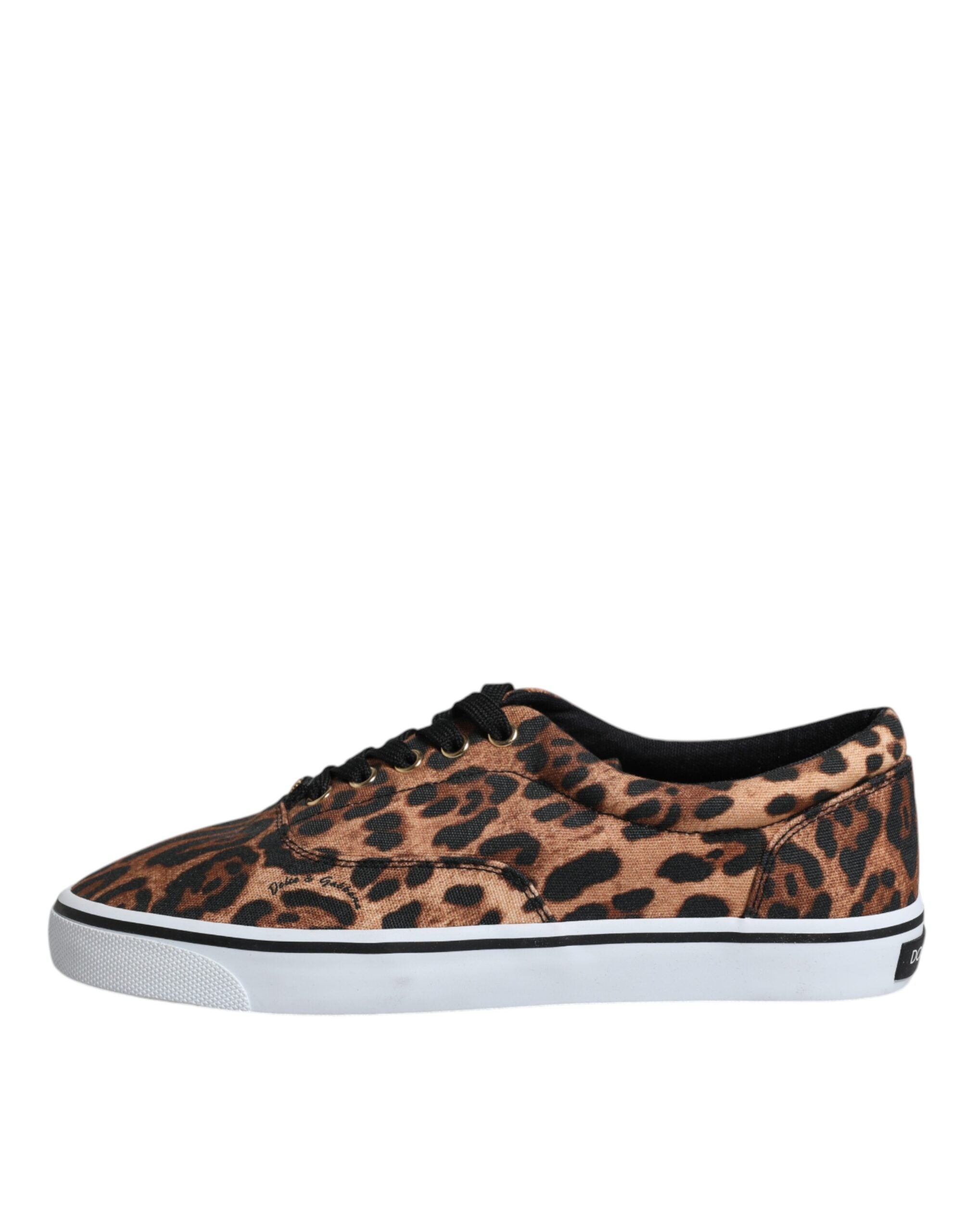 Dolce &amp; Gabbana – Braune Sneakers aus Baumwolle mit Leoparden-Logo