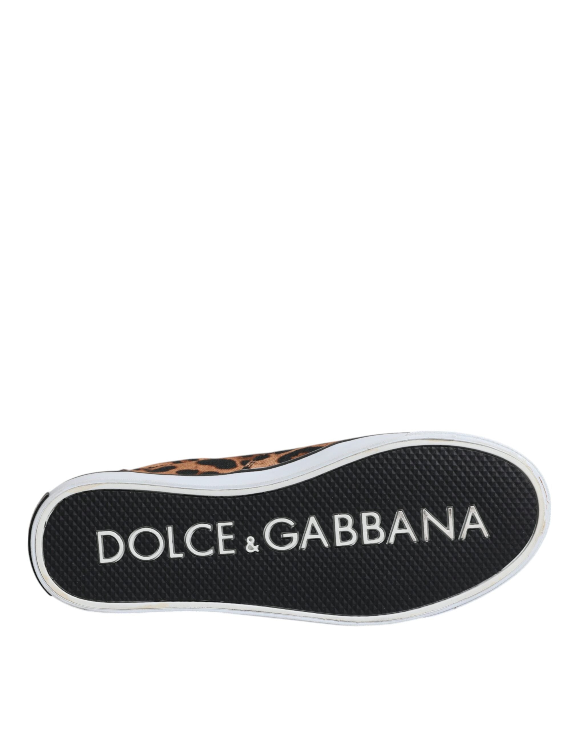 Dolce &amp; Gabbana – Braune Sneakers aus Baumwolle mit Leoparden-Logo