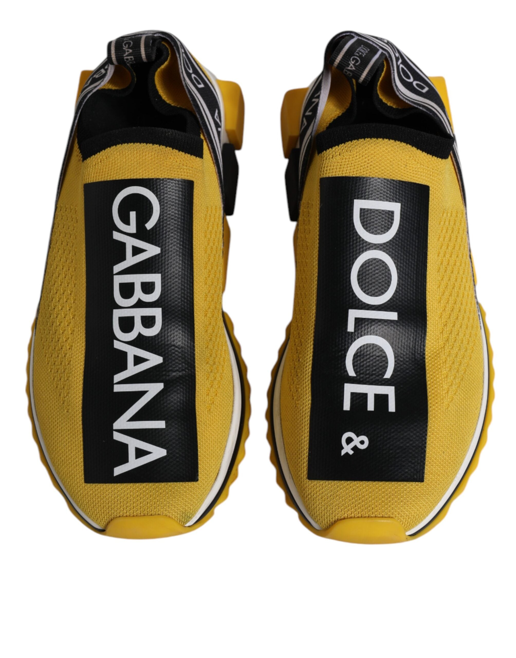 Dolce &amp; Gabbana Gelb-Schwarze Slip-On-Sorrento-Sneaker-Schuhe