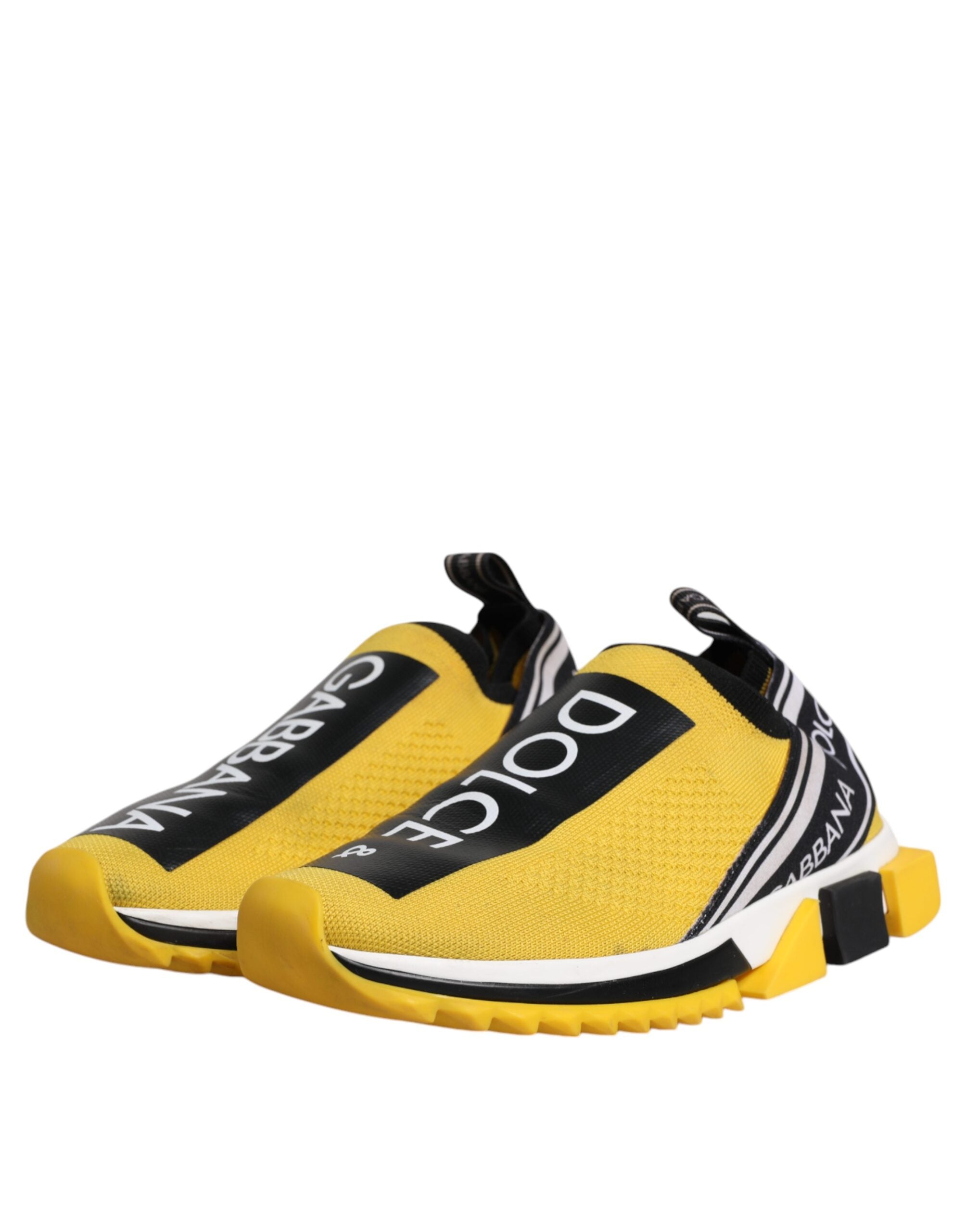Dolce &amp; Gabbana Gelb-Schwarze Slip-On-Sorrento-Sneaker-Schuhe
