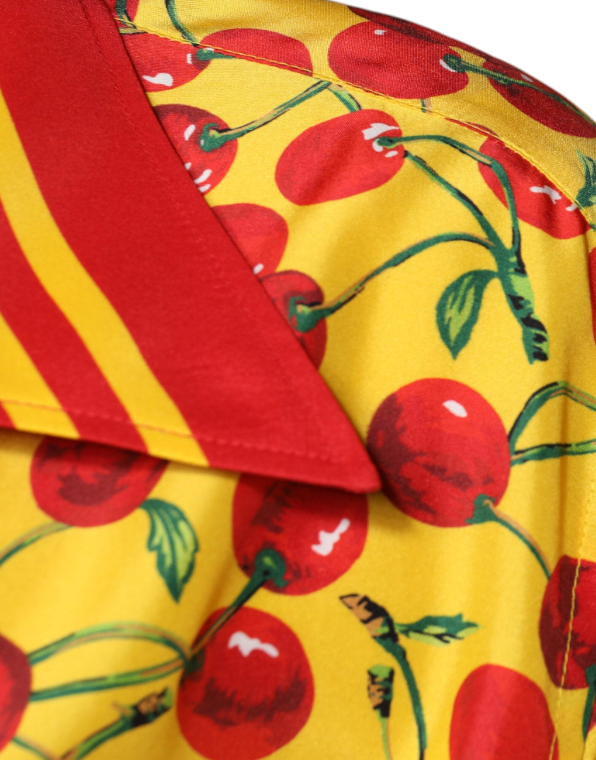 Dolce &amp; Gabbana Gelbes Kirsch-Freizeithemd aus Seide mit Knopfleiste