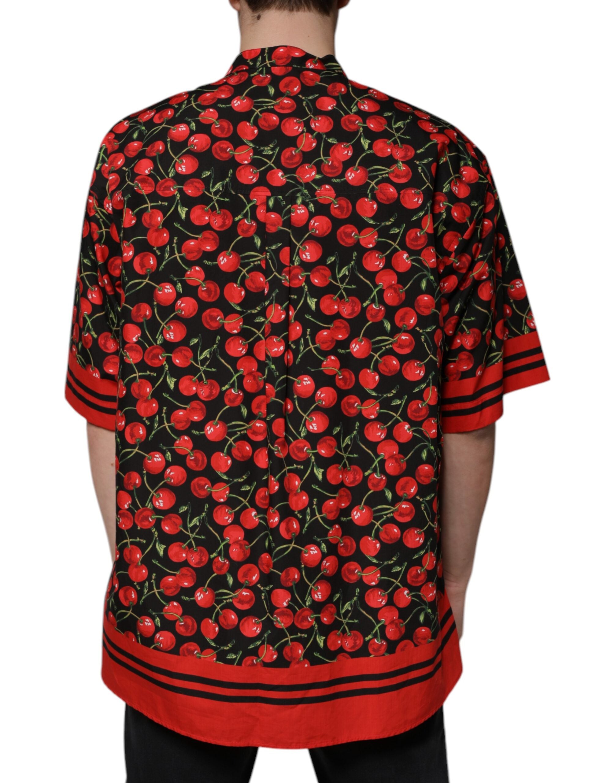 Dolce &amp; Gabbana Freizeithemd aus Baumwolle mit schwarzer Kirsche und Knopfleiste