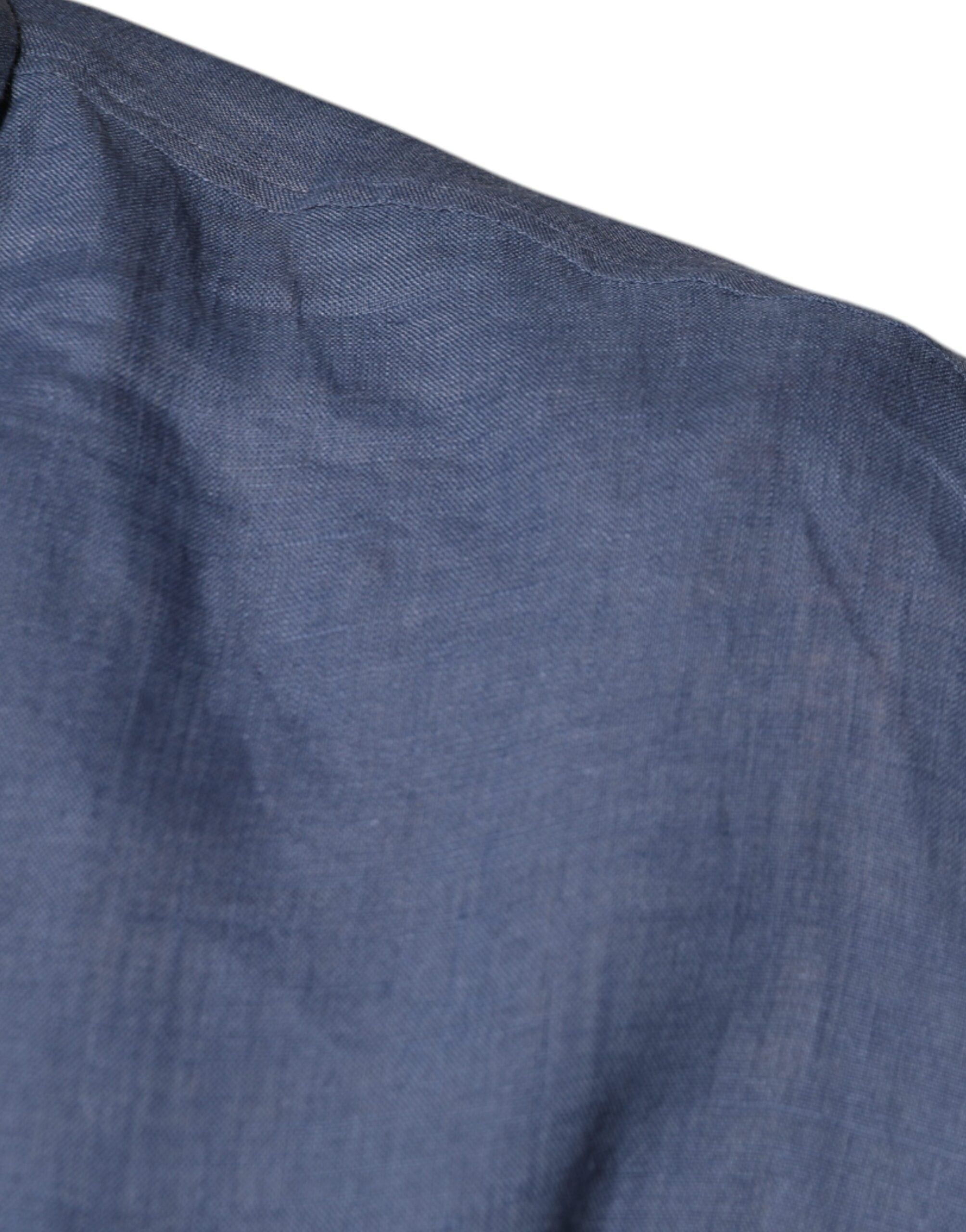 Dolce &amp; Gabbana – Blaues, langärmliges Freizeithemd mit Knopfleiste und Logo
