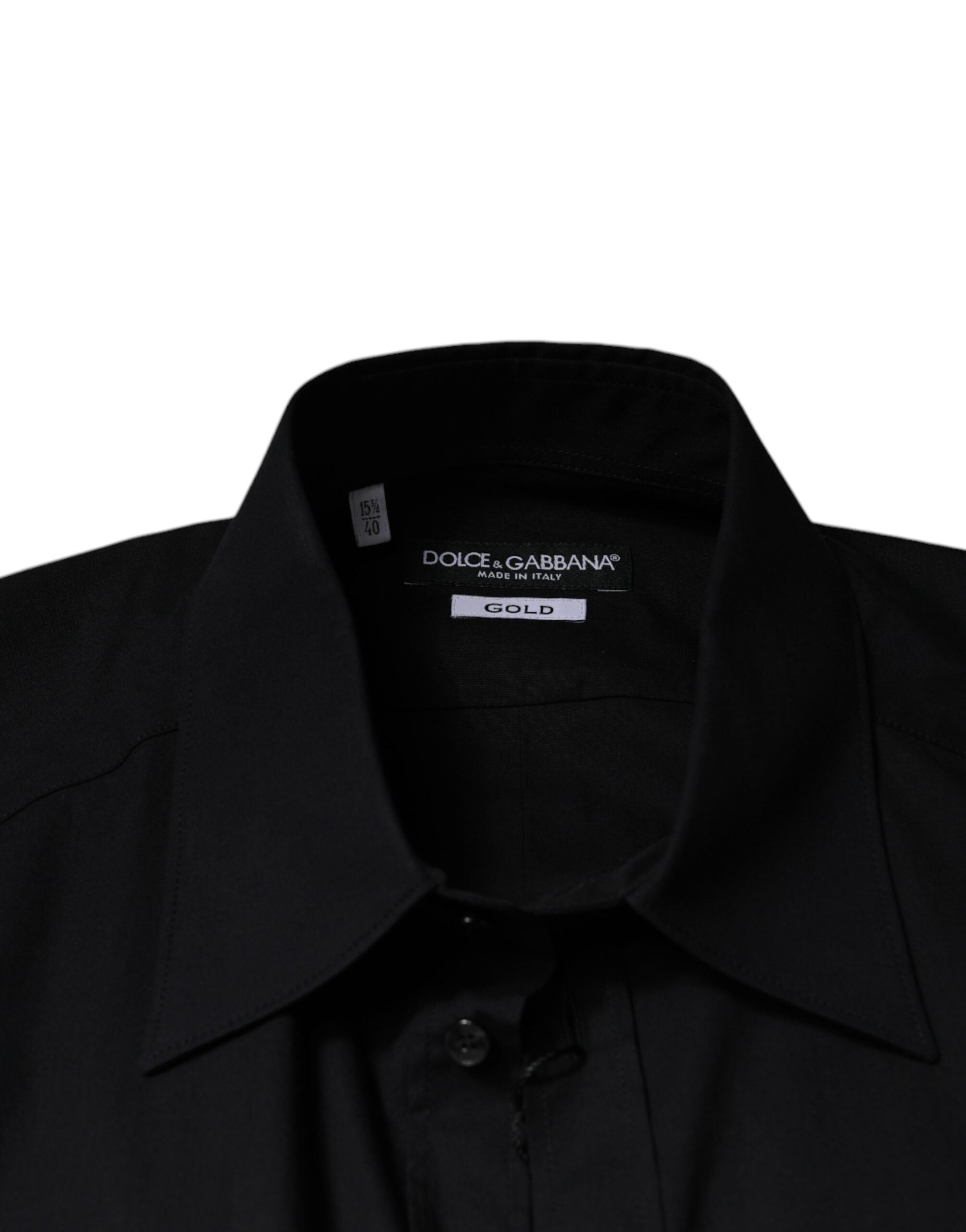 Dolce &amp; Gabbana Schwarzes, langärmliges GOLD-Hemd mit Augenklappe
