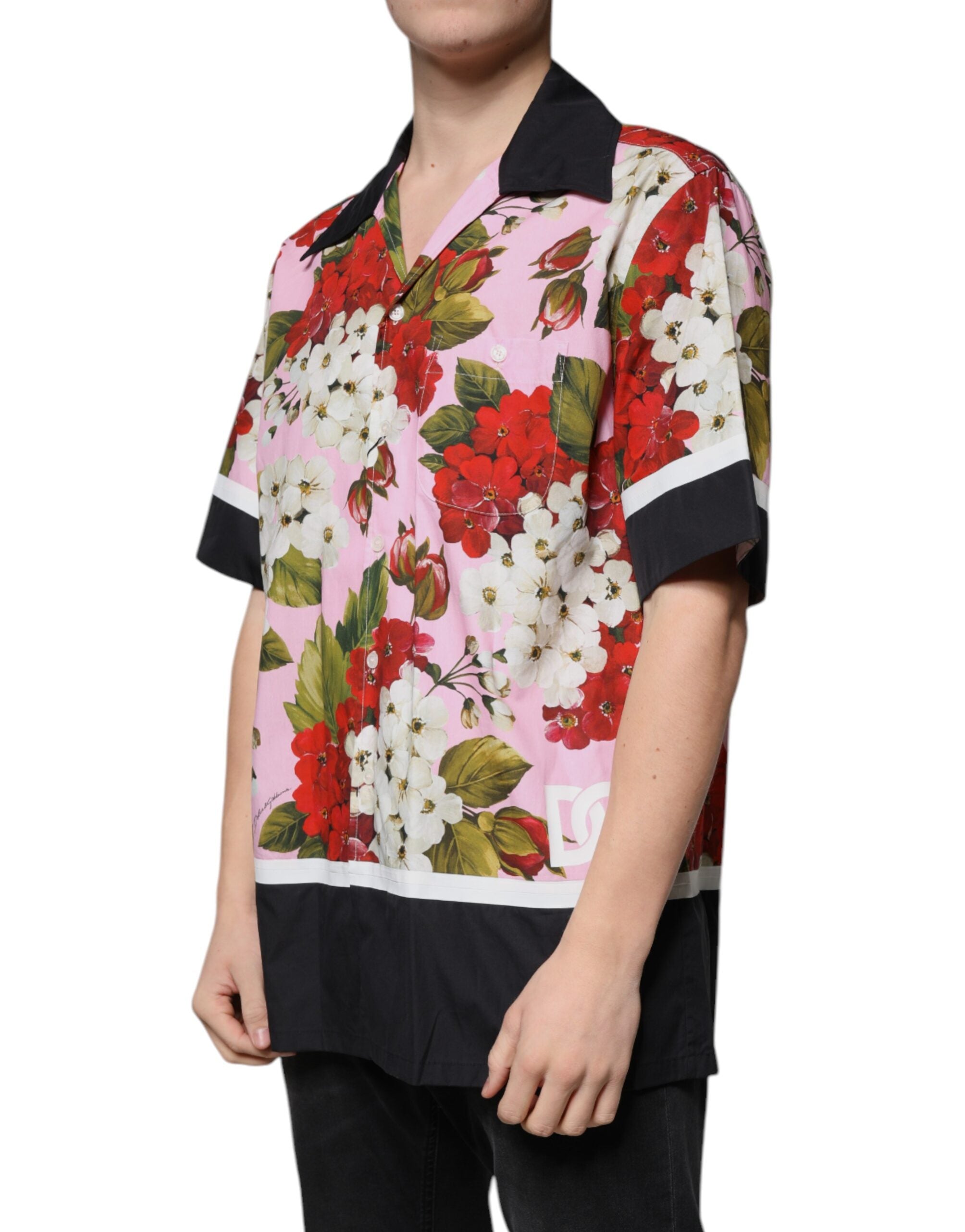 Dolce &amp; Gabbana Freizeithemd mit mehrfarbigem Blumenmuster und Knopfleiste