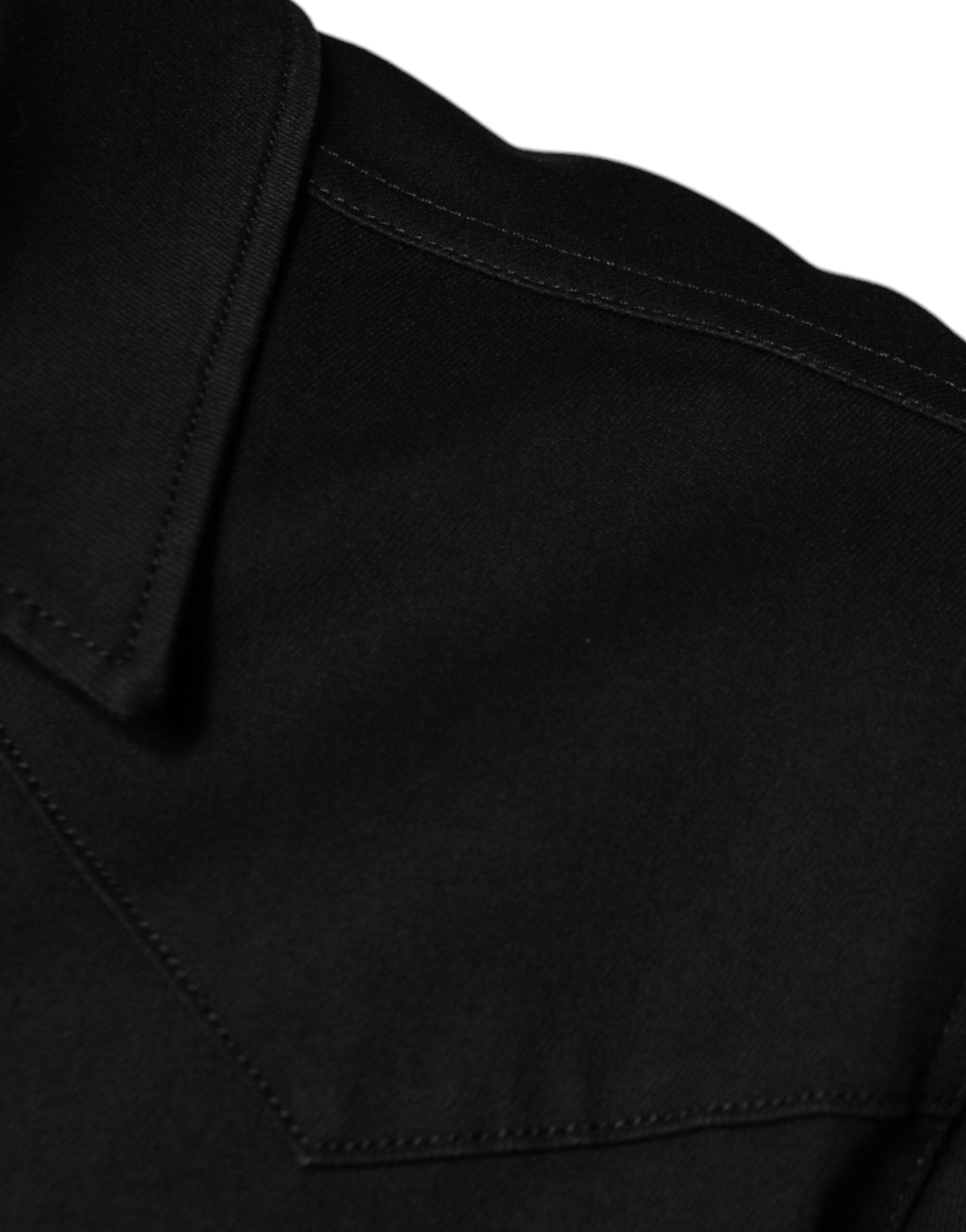 Dolce &amp; Gabbana – Schwarzes Button-Down-Hemd aus Baumwolle mit Kragen