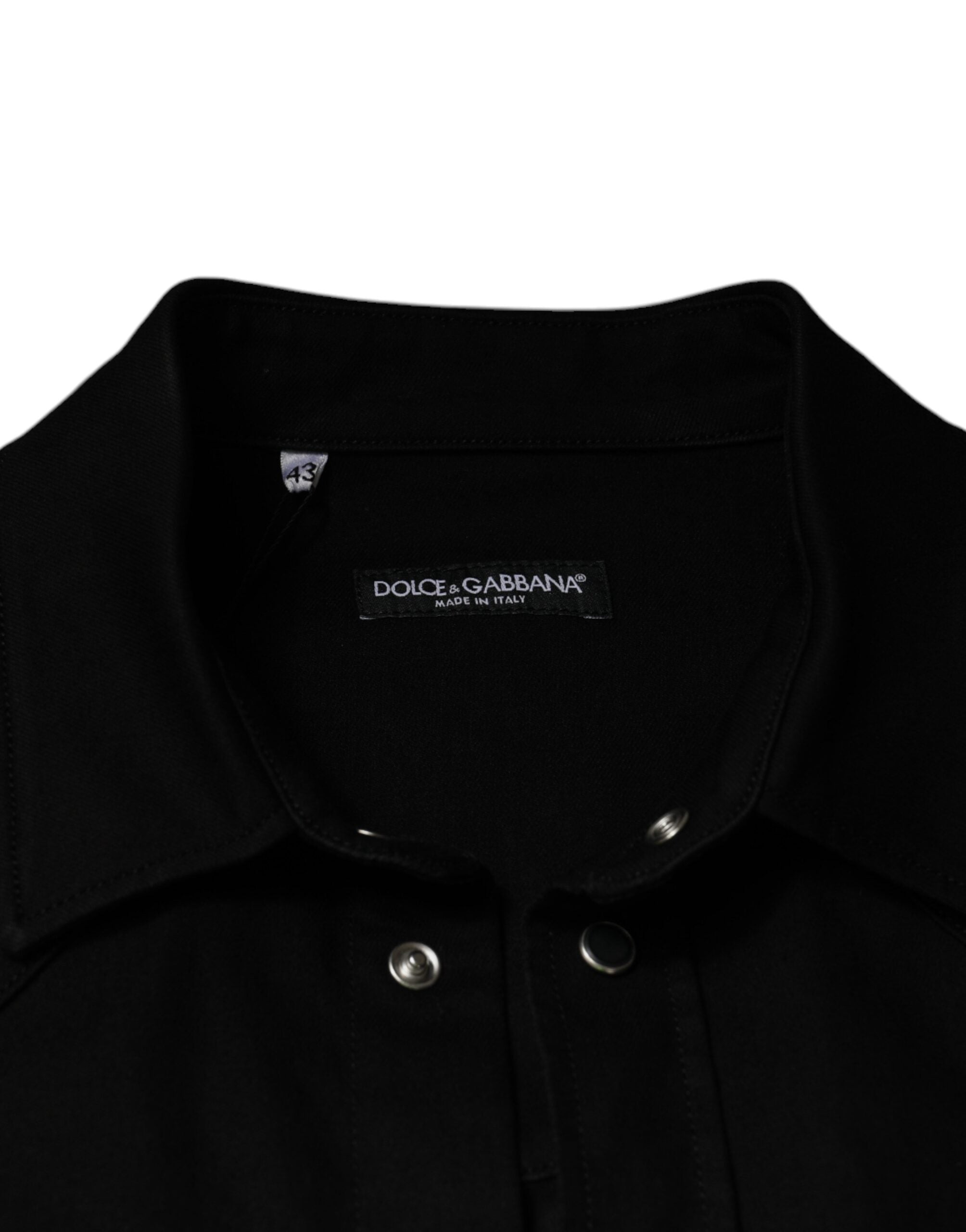Dolce &amp; Gabbana – Schwarzes Button-Down-Hemd aus Baumwolle mit Kragen
