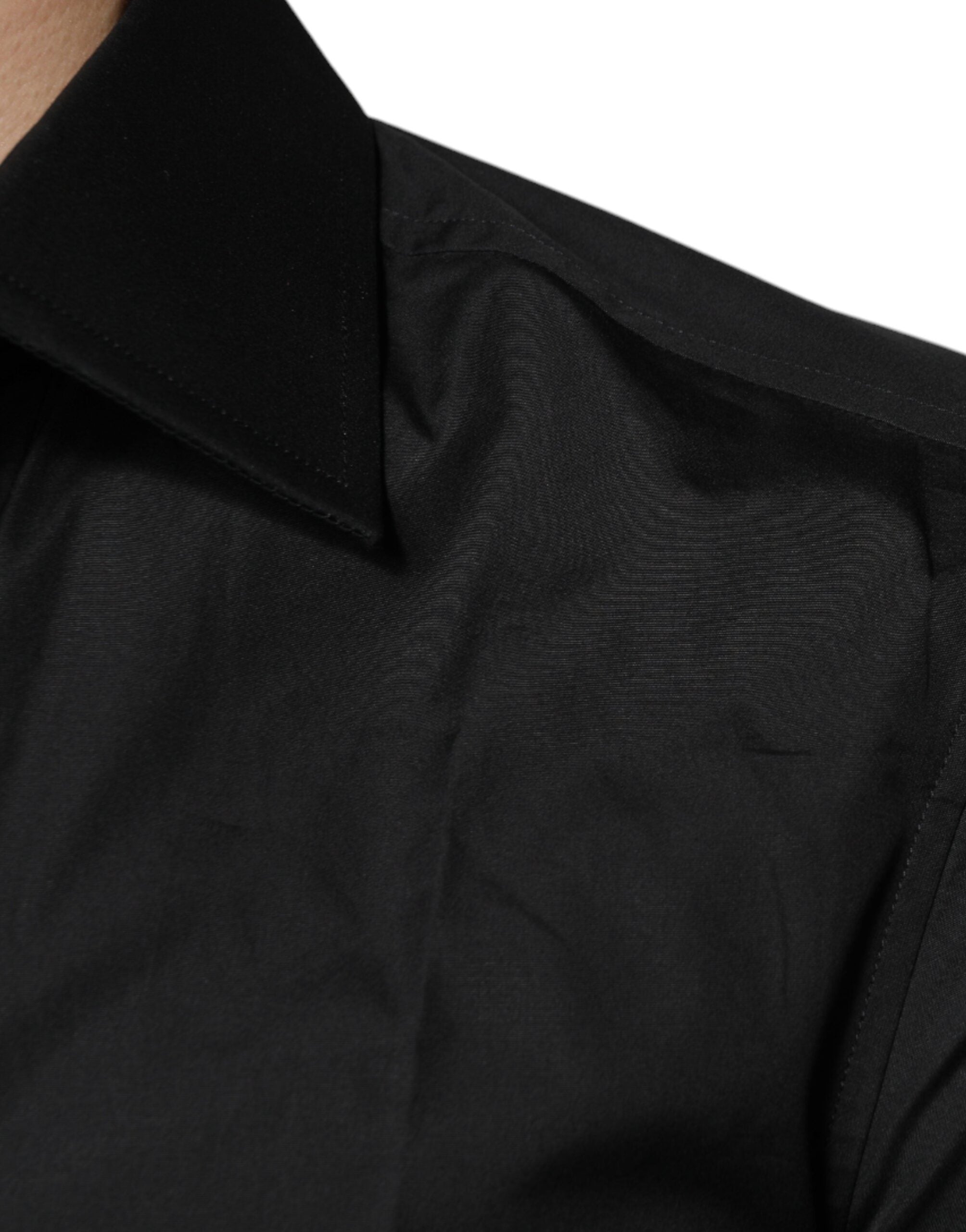 Dolce &amp; Gabbana – Schwarzes, formelles Langarmhemd aus Baumwolle