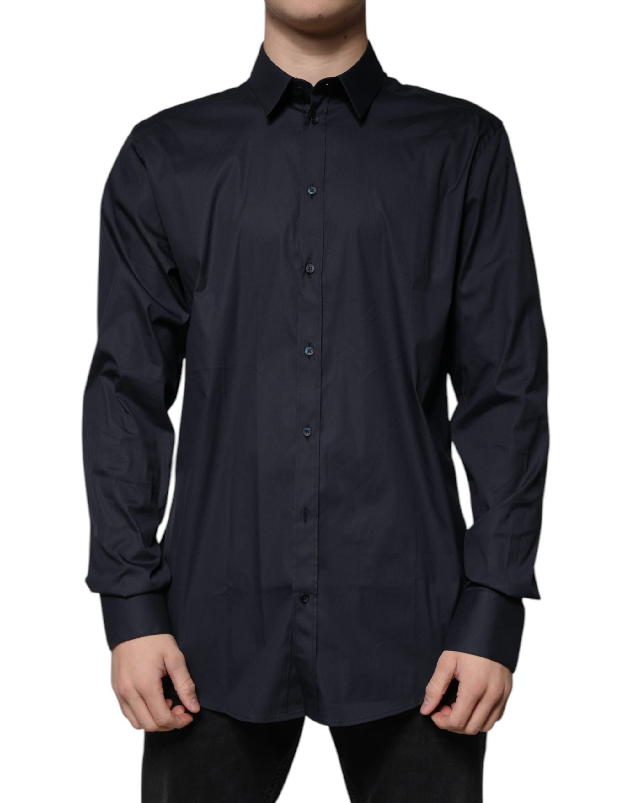 Dolce &amp; Gabbana – Schwarzes, formelles GOLD-Hemd aus Baumwollmischung