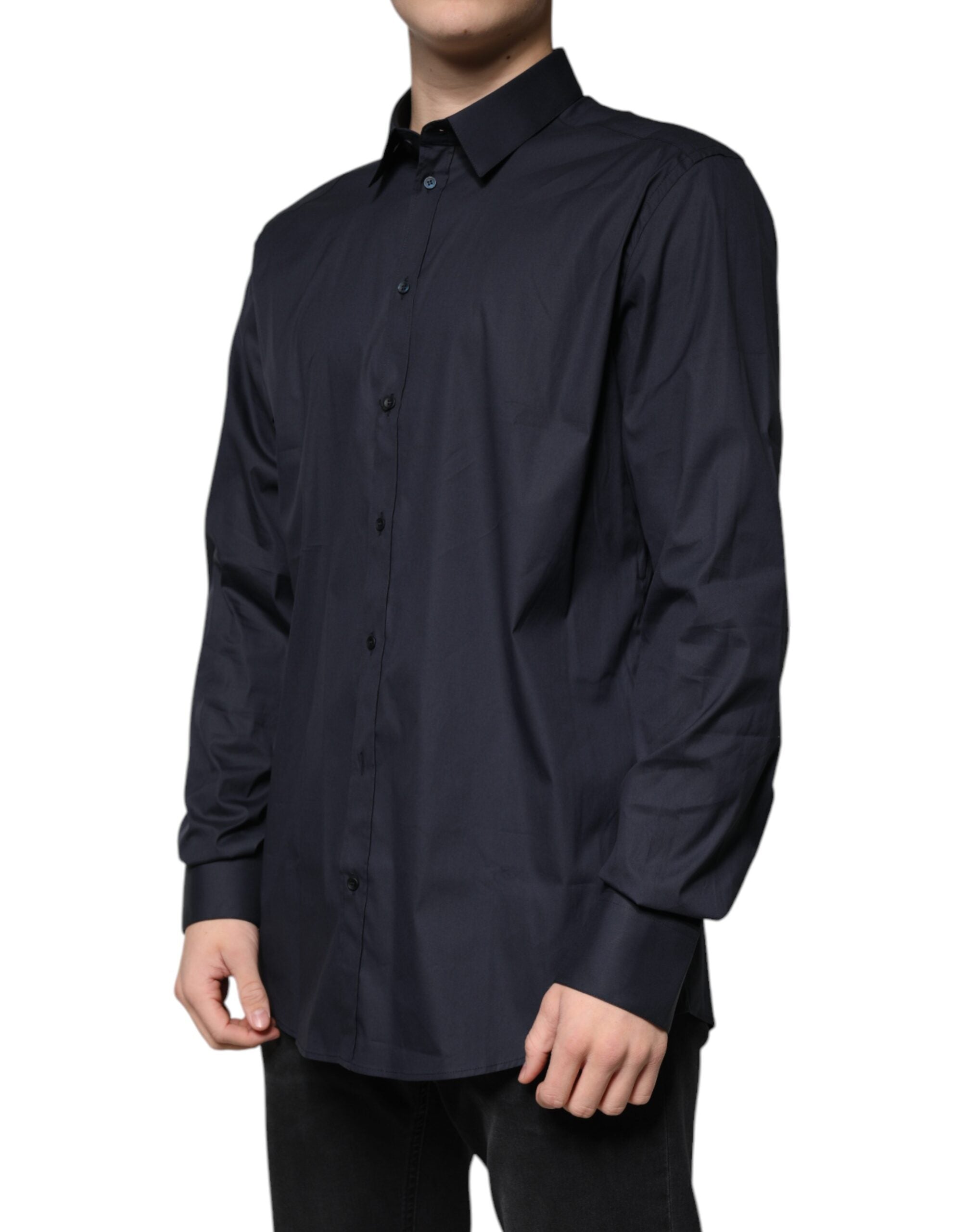 Dolce &amp; Gabbana – Schwarzes, formelles GOLD-Hemd aus Baumwollmischung