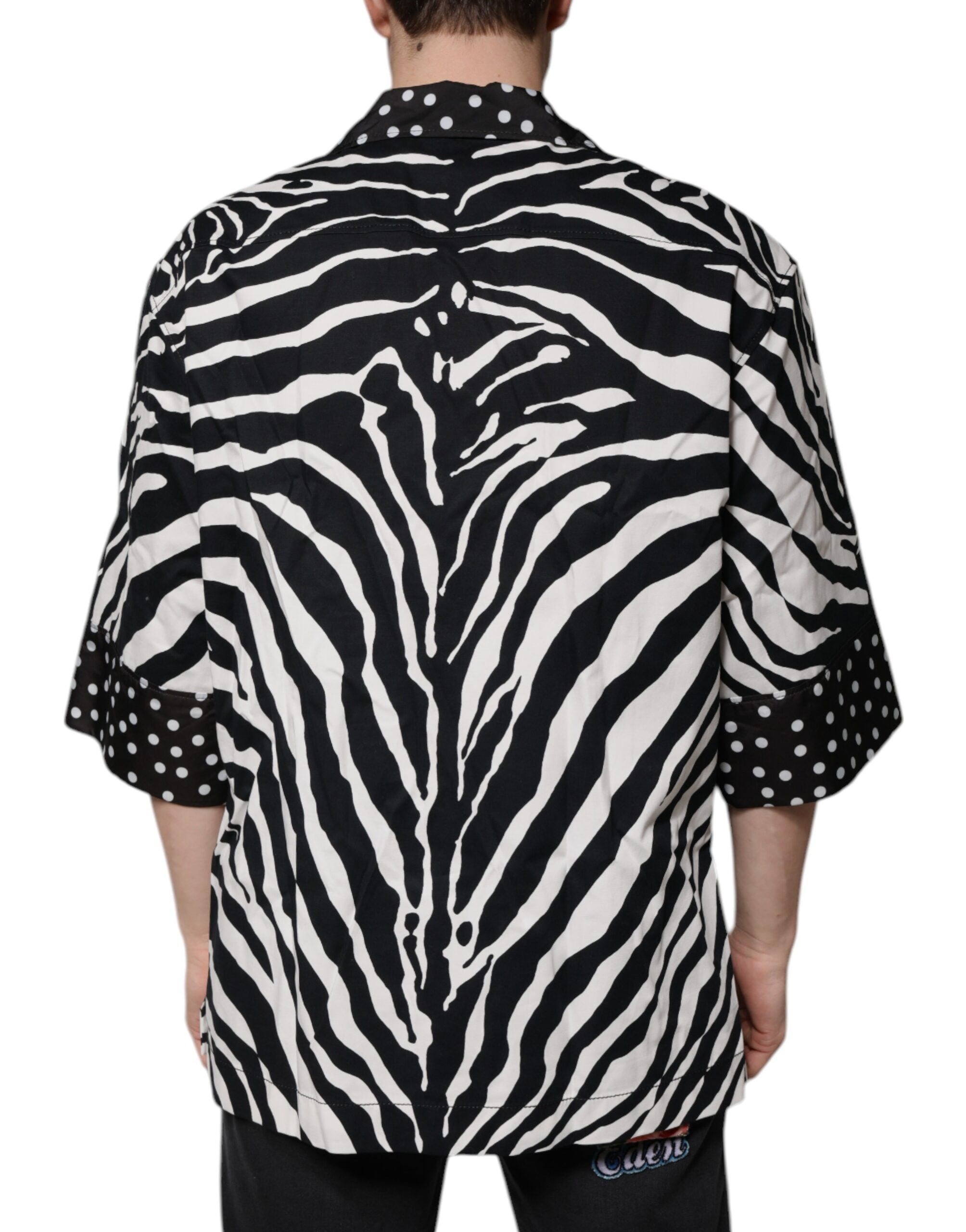 Dolce &amp; Gabbana – Oversize-Hemd mit Zebra-Print und Knopfleiste in Schwarz/Weiß