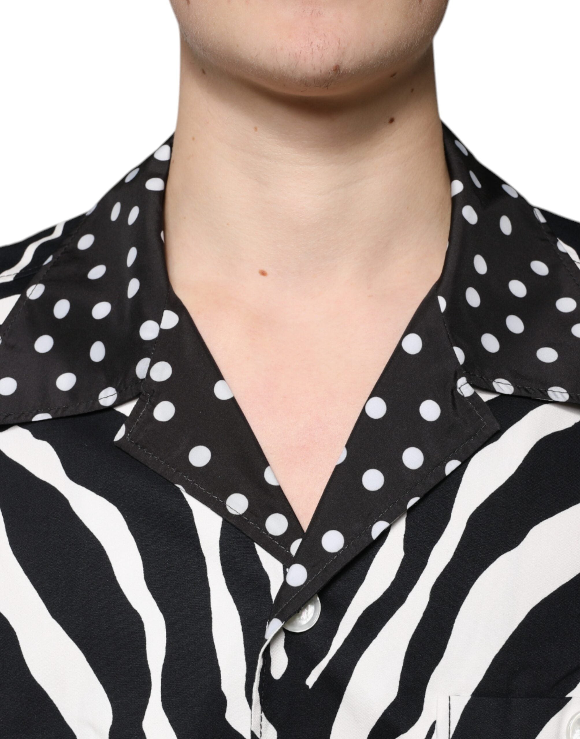 Dolce &amp; Gabbana – Oversize-Hemd mit Zebra-Print und Knopfleiste in Schwarz/Weiß
