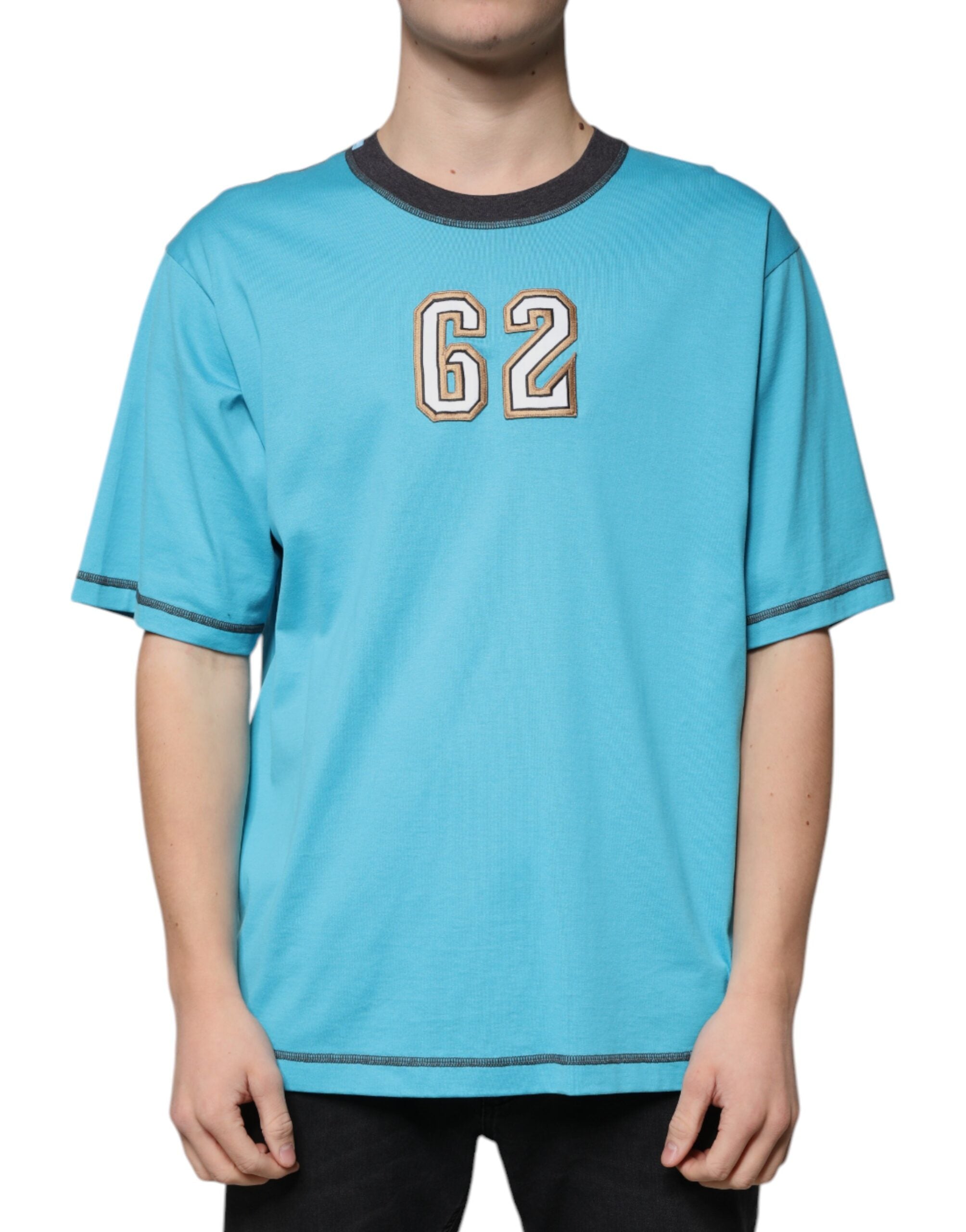 Dolce &amp; Gabbana – Blaues T-Shirt mit Rundhalsausschnitt und kurzen Ärmeln