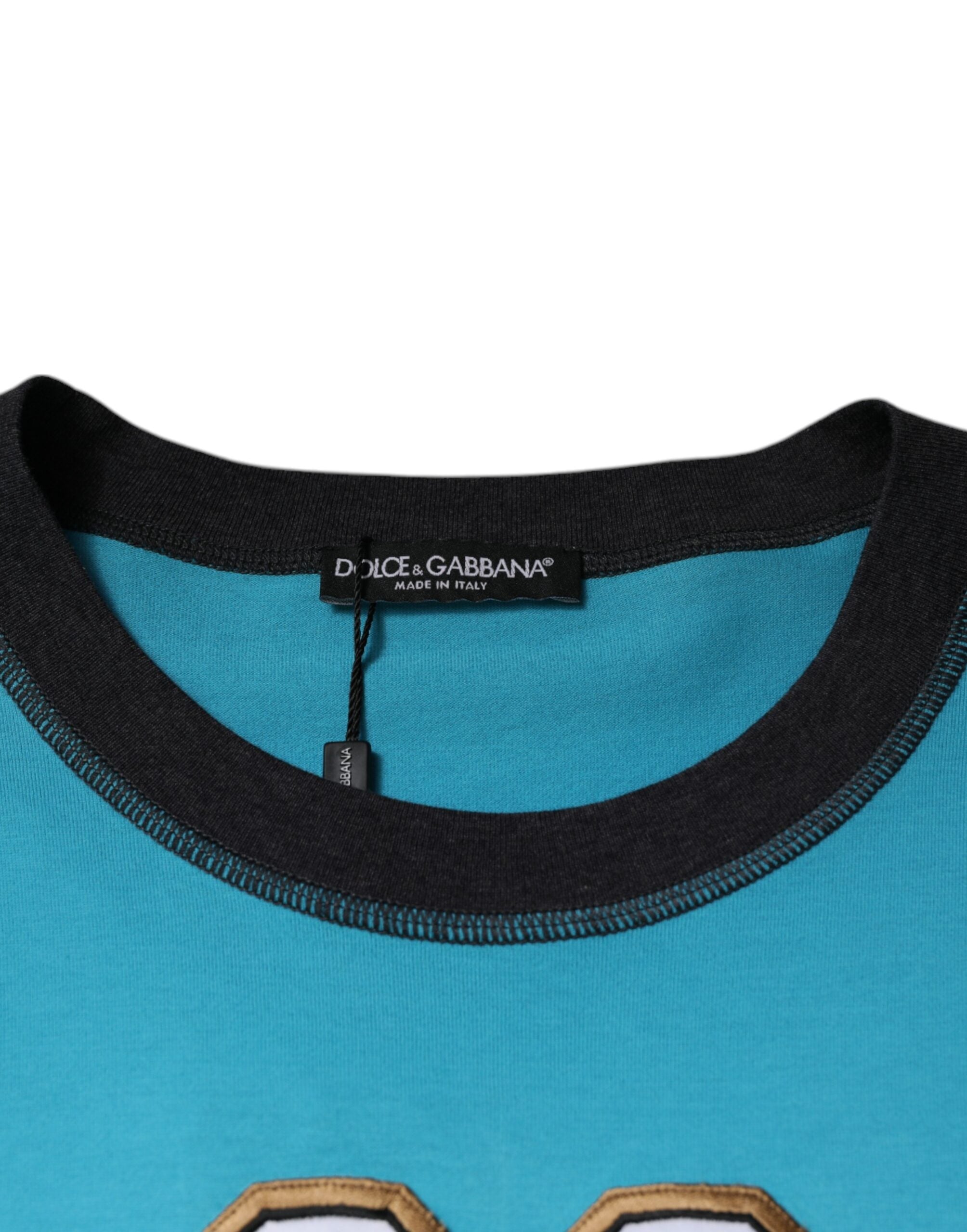 Dolce &amp; Gabbana – Blaues T-Shirt mit Rundhalsausschnitt und kurzen Ärmeln