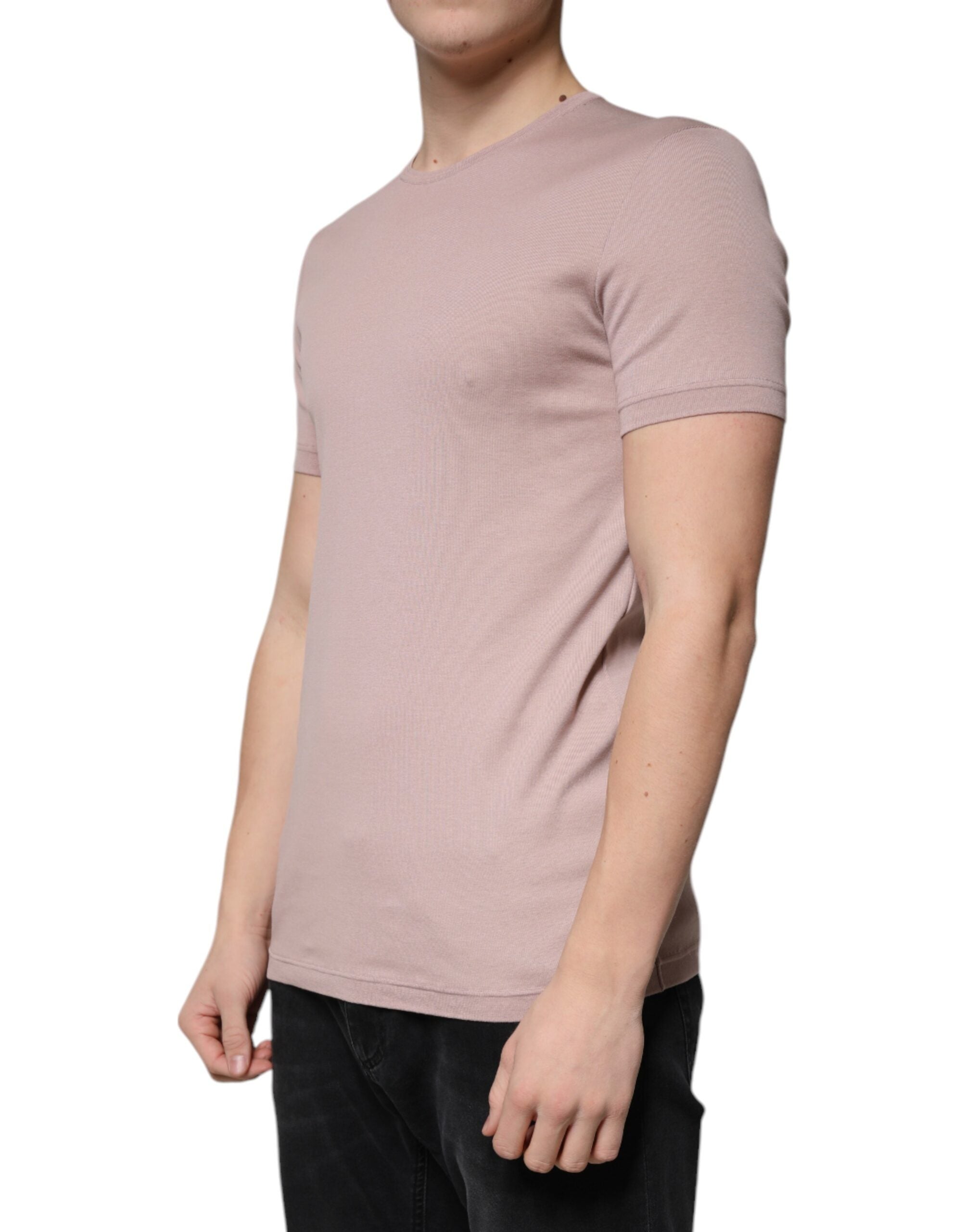 Dolce &amp; Gabbana – Braunes T-Shirt aus Baumwolle mit kurzen Ärmeln und Rundhalsausschnitt