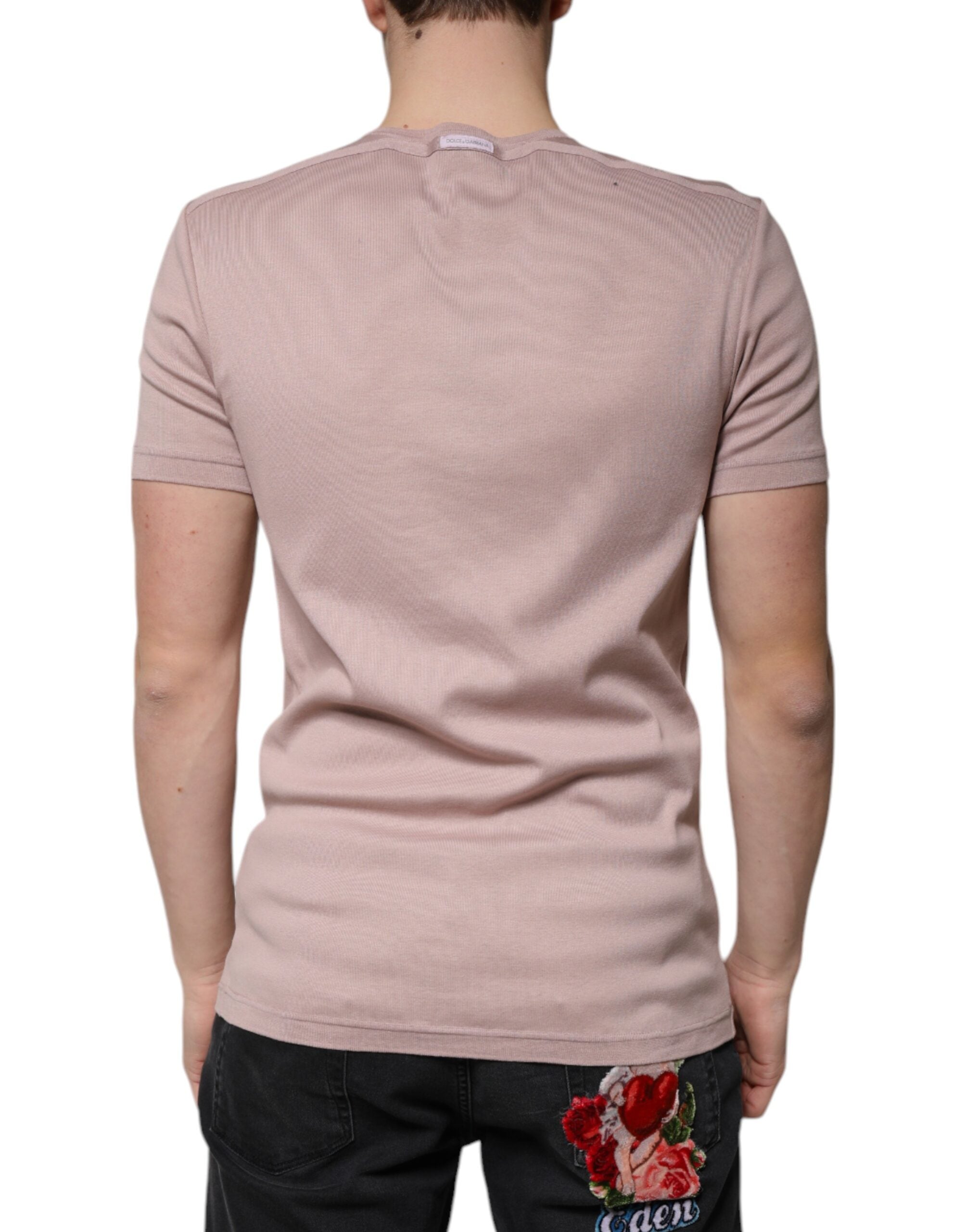 Dolce &amp; Gabbana – Braunes T-Shirt aus Baumwolle mit kurzen Ärmeln und Rundhalsausschnitt