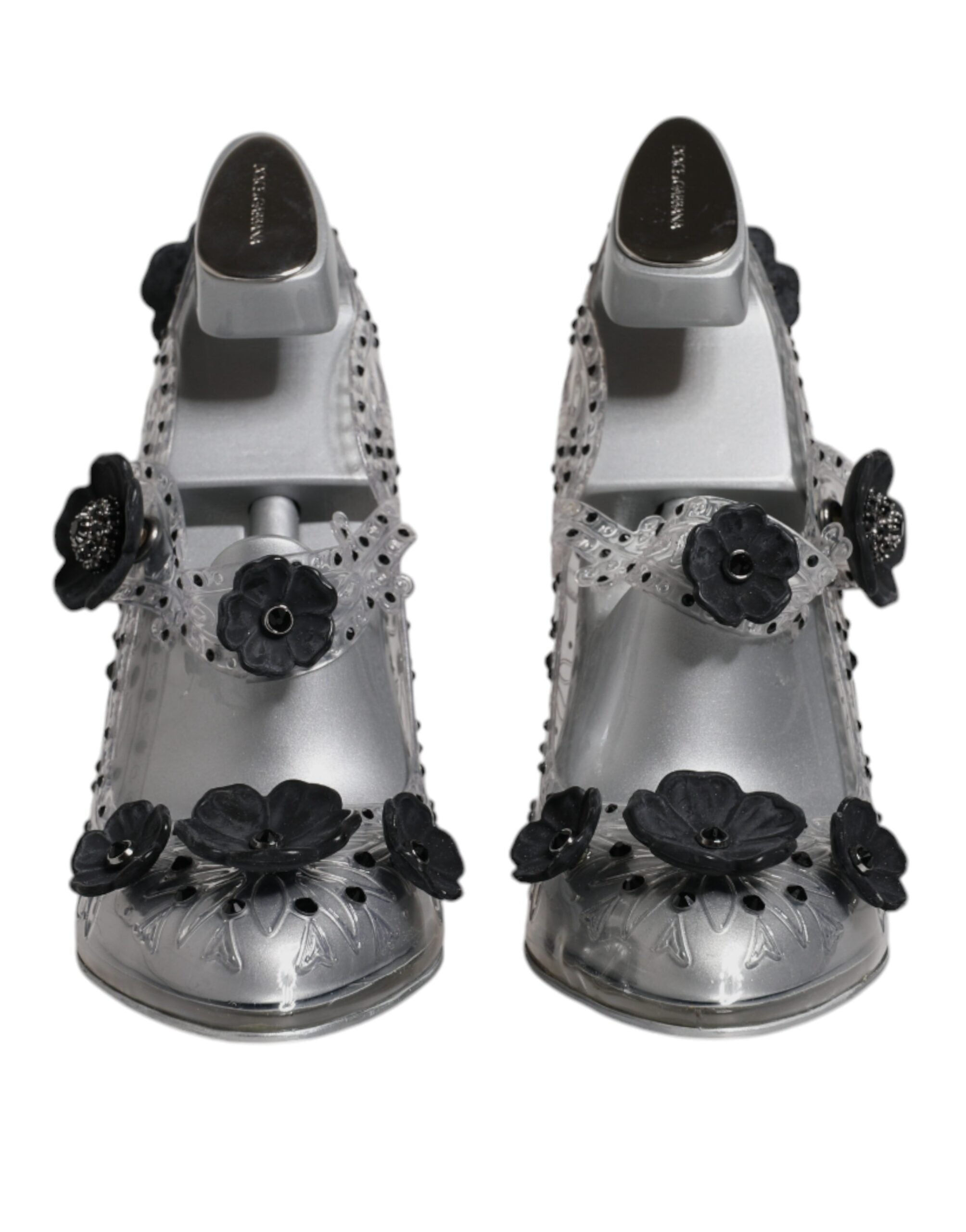 Dolce &amp; Gabbana – CINDERELLA – Absatzschuhe mit transparentem Blumenmuster und Kristallen
