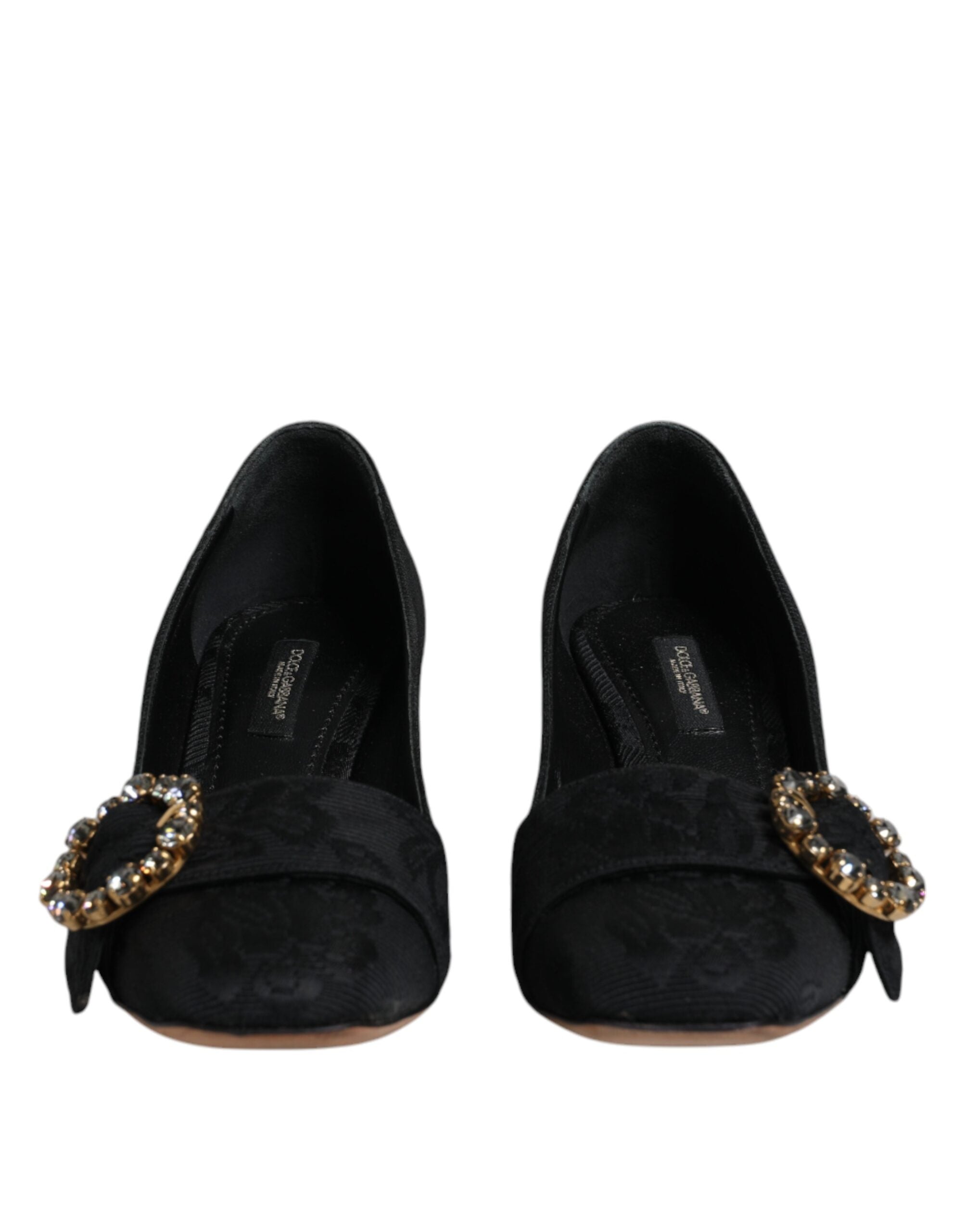 Dolce &amp; Gabbana Schwarze Brokat Kristalle Heels Pumps Schuhe