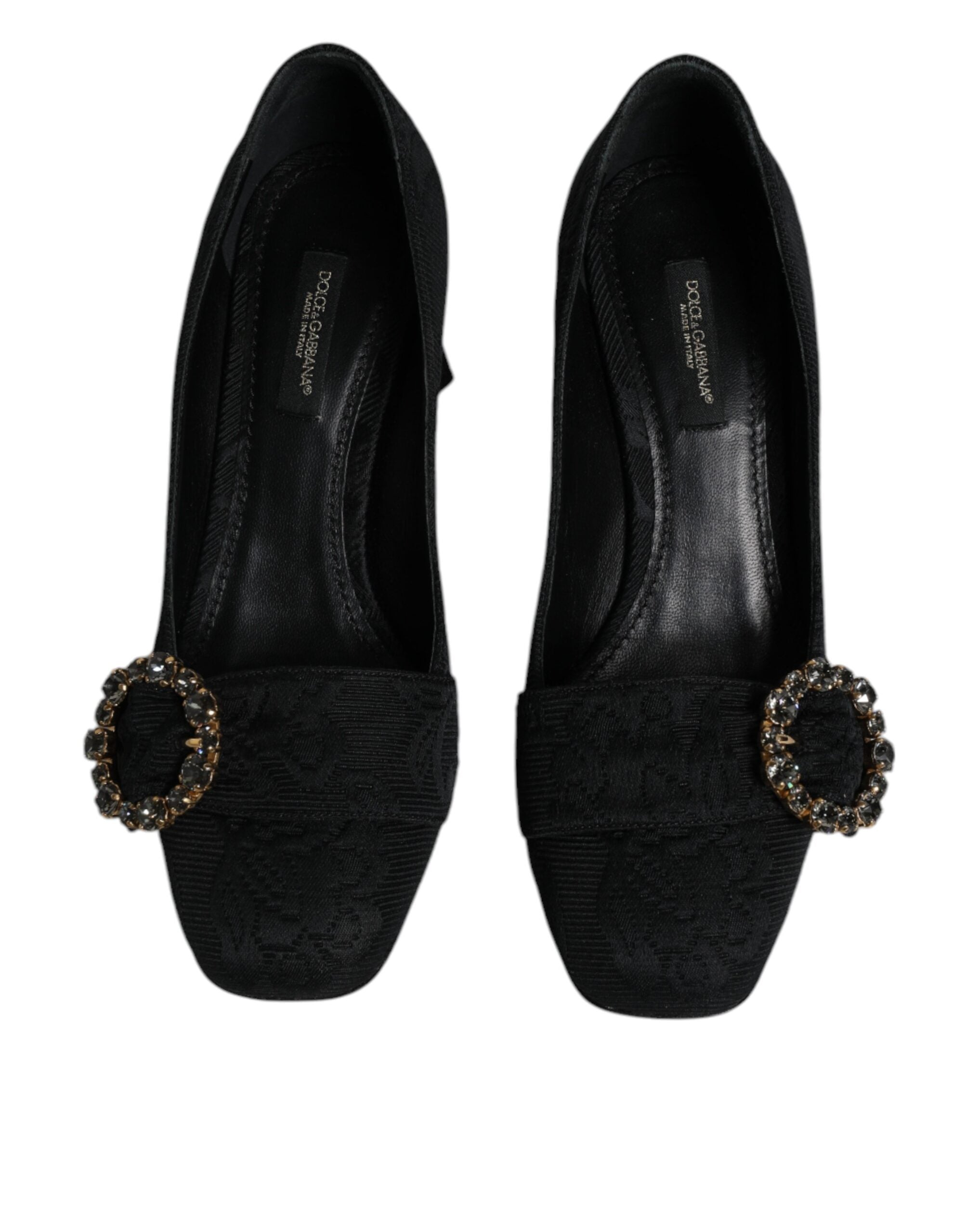 Dolce &amp; Gabbana Schwarze Brokat Kristalle Heels Pumps Schuhe