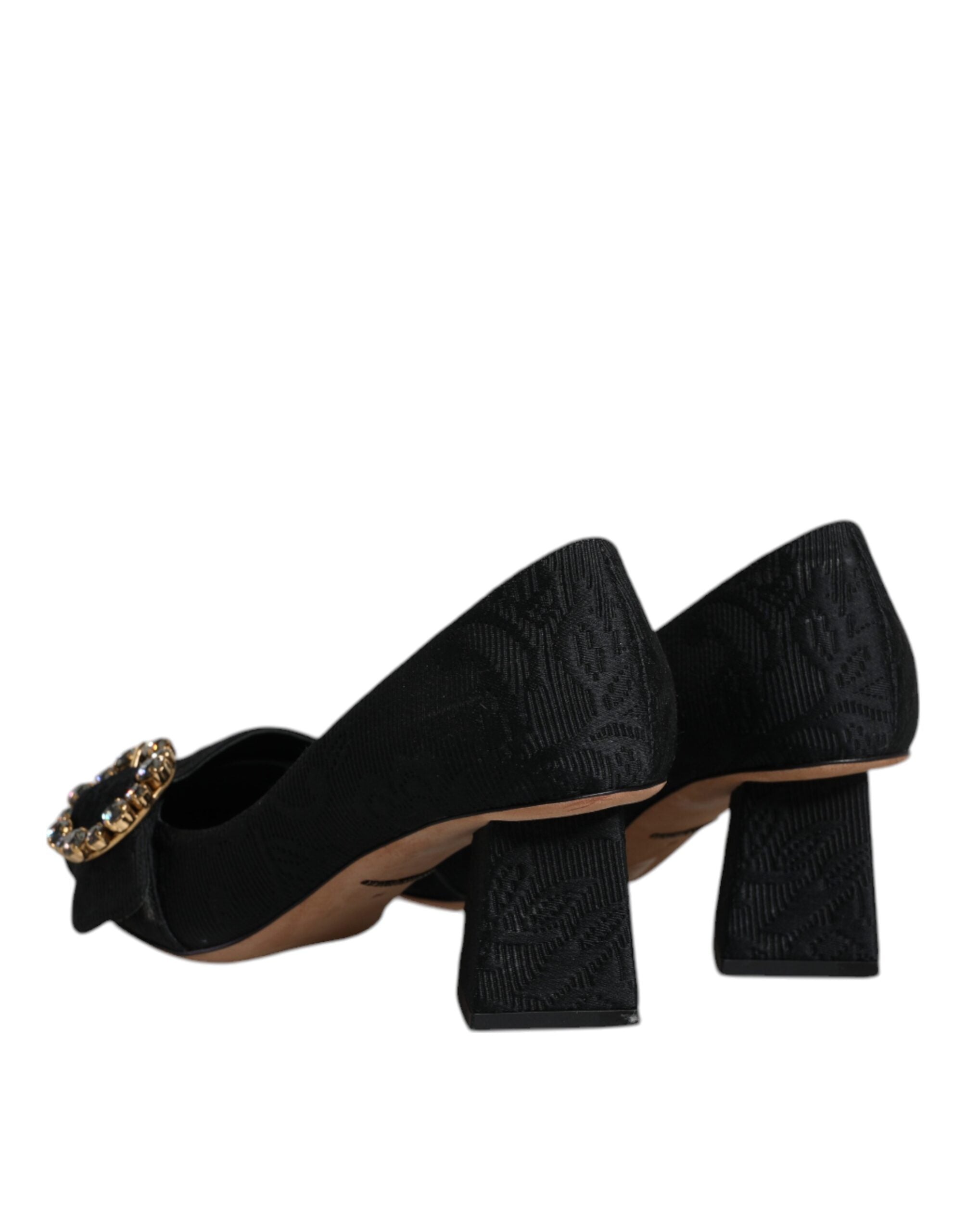 Dolce &amp; Gabbana Schwarze Brokat Kristalle Heels Pumps Schuhe