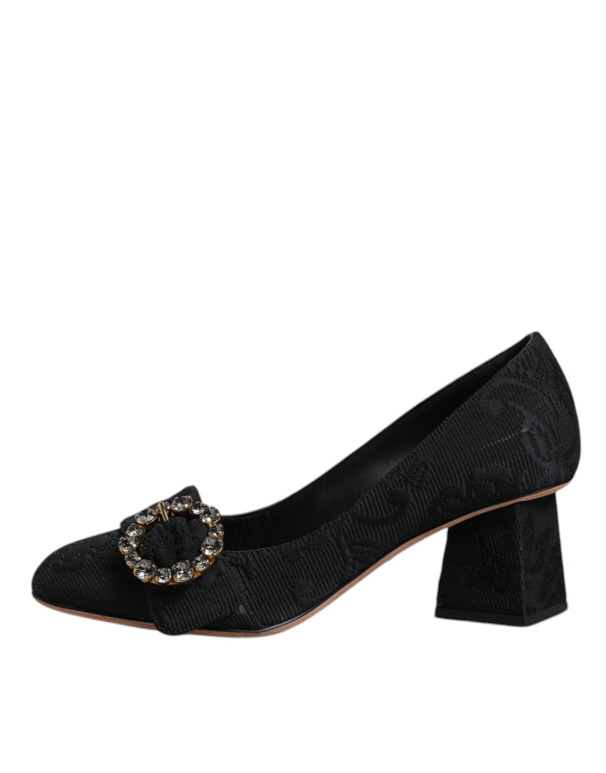 Dolce &amp; Gabbana Schwarze Brokat Kristalle Heels Pumps Schuhe