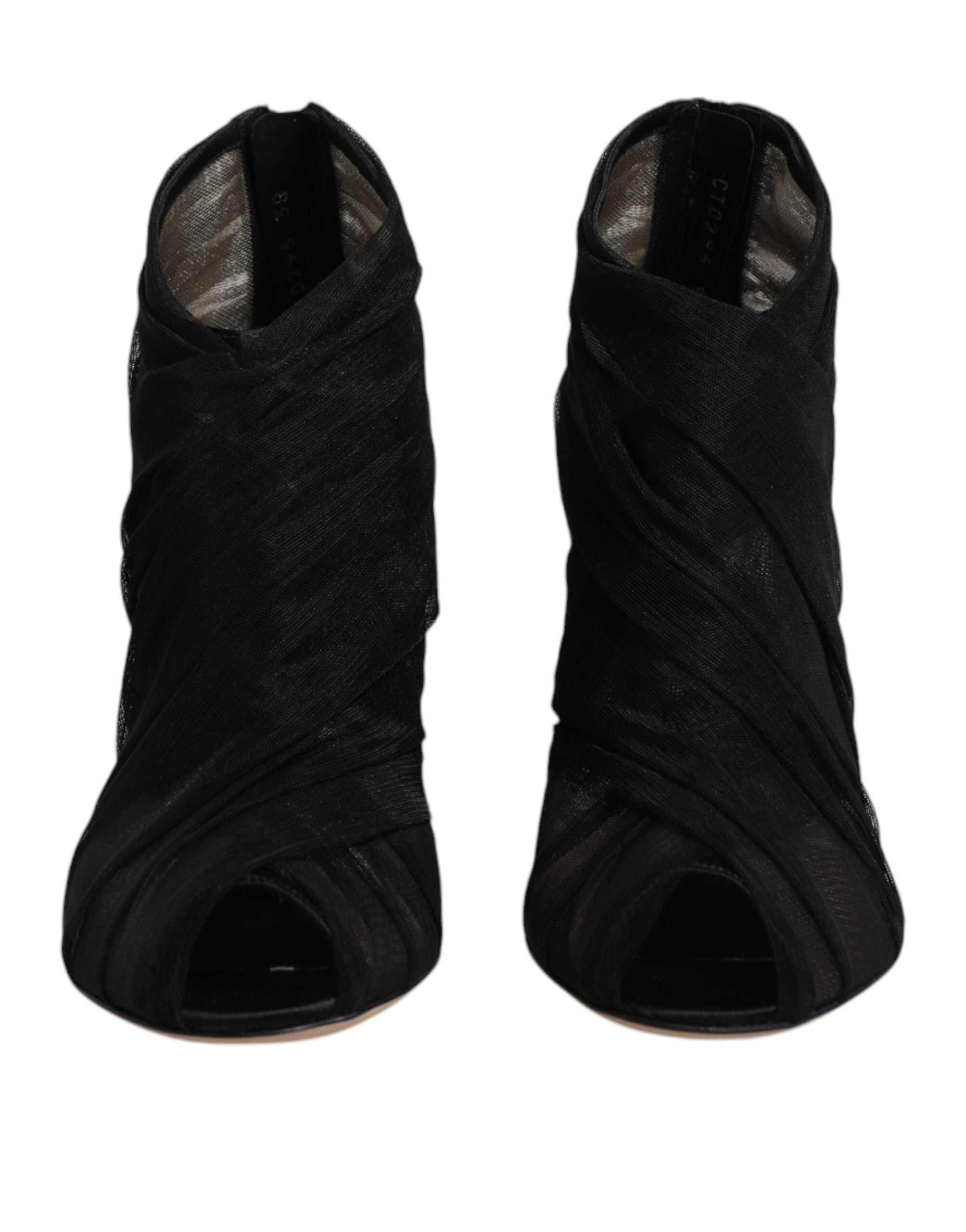 Dolce &amp; Gabbana Schwarze Mesh-Stiletto-Absätze Stiefeletten Schuhe