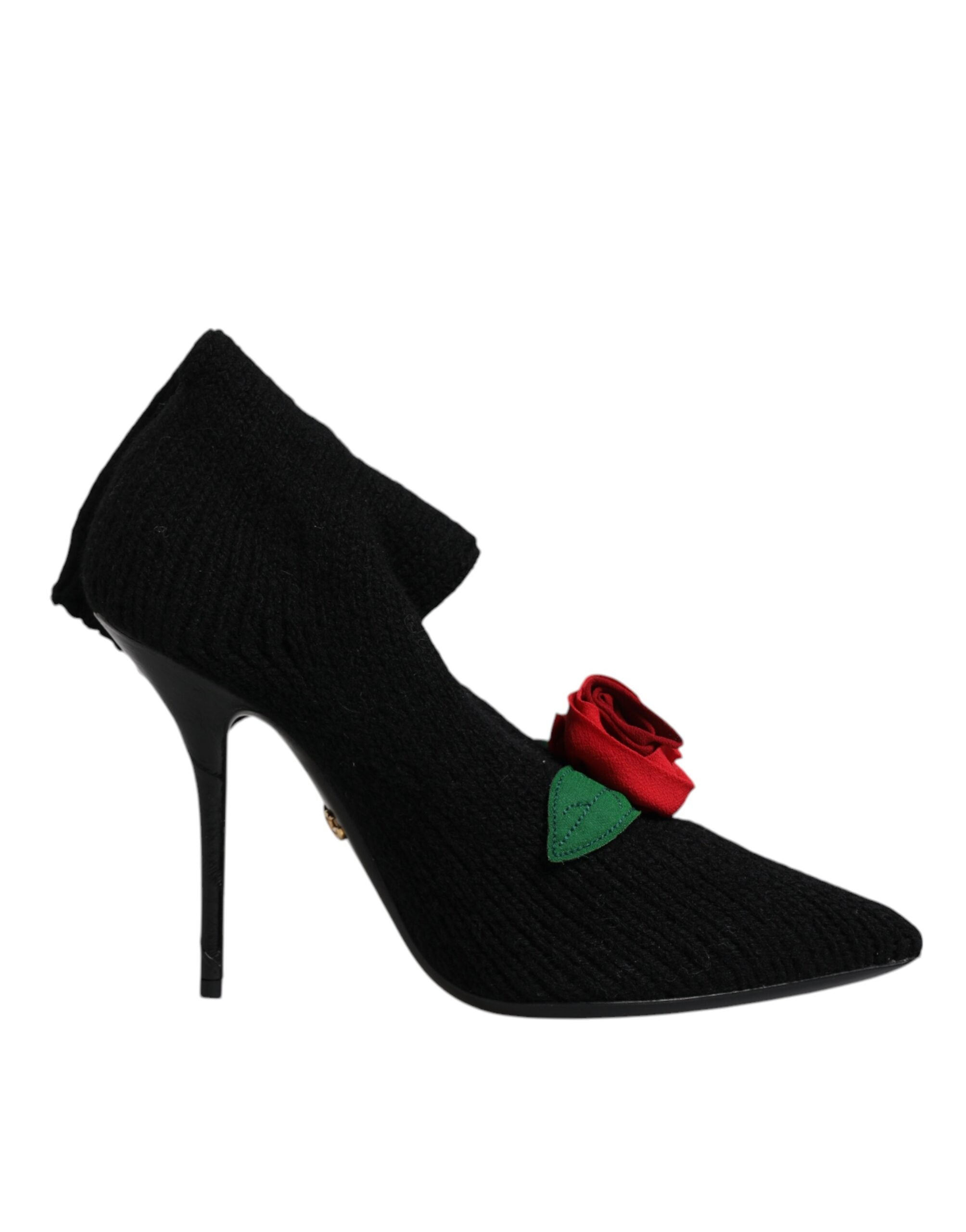 Dolce &amp; Gabbana Schwarze Stiletto-Absätze, wadenlange Stiefel